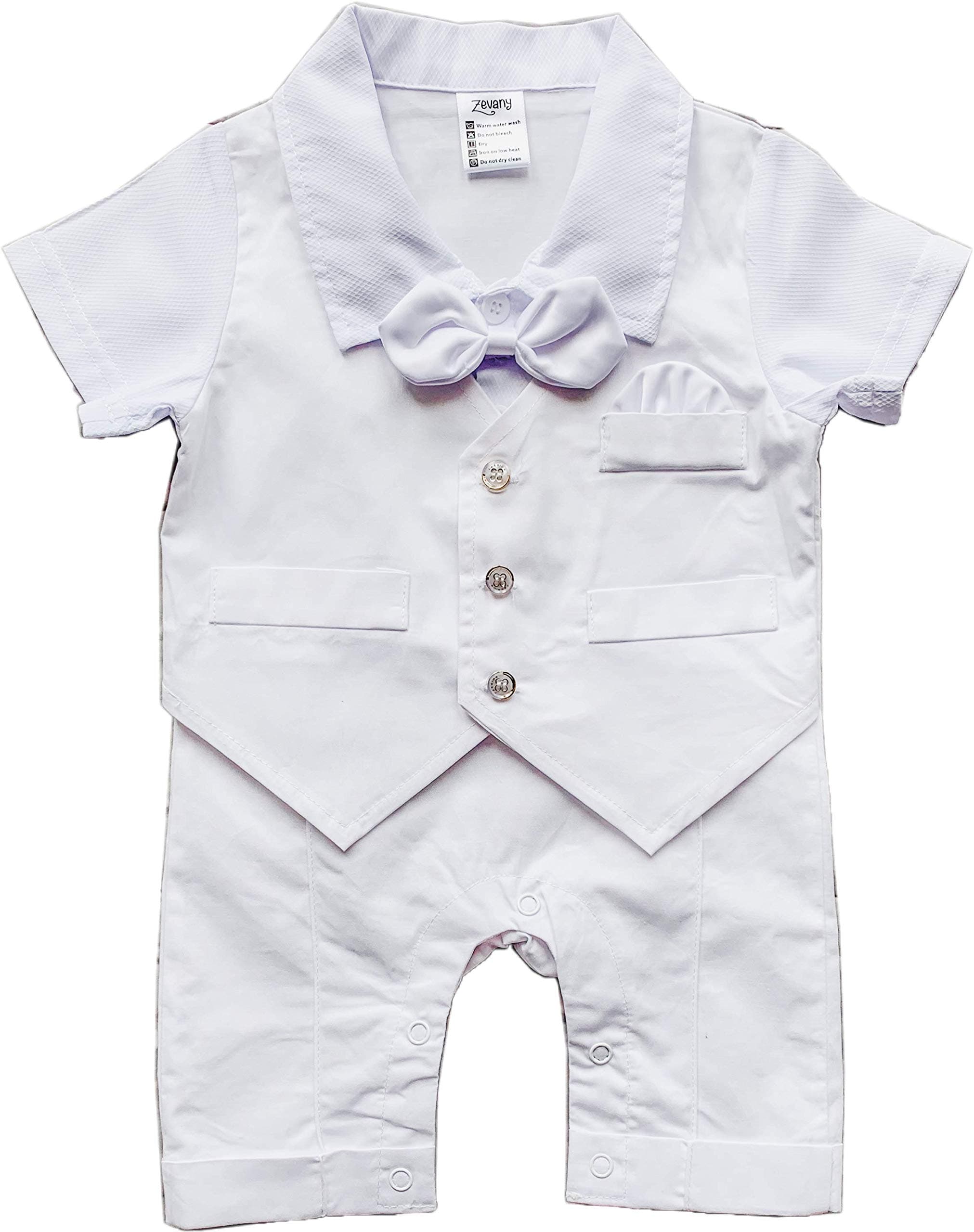 White Baby Boy Christening Baptism Wedding Blessing Suit Outfit