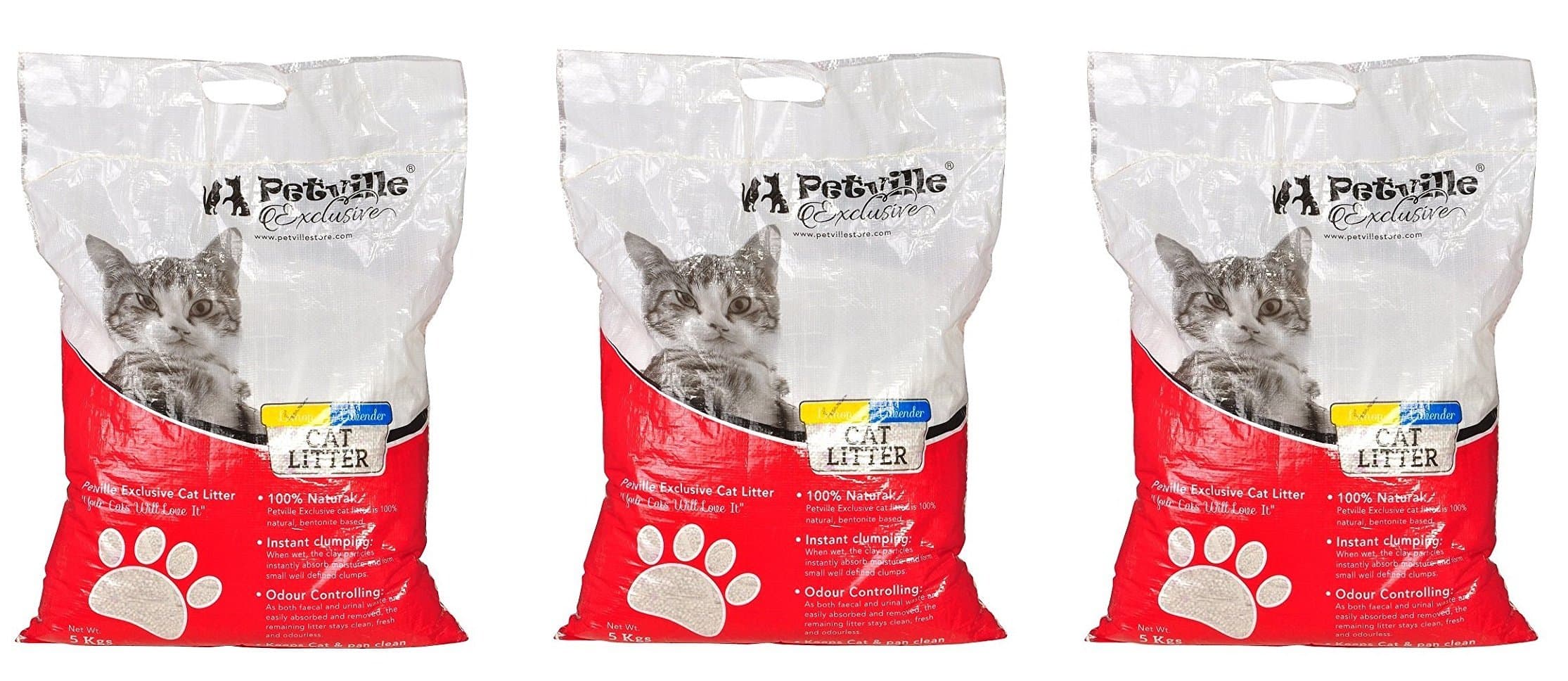 Petville Exclusive Scoopable Cat Litter, 5Kg (Pack of 3) Total 15 Kg