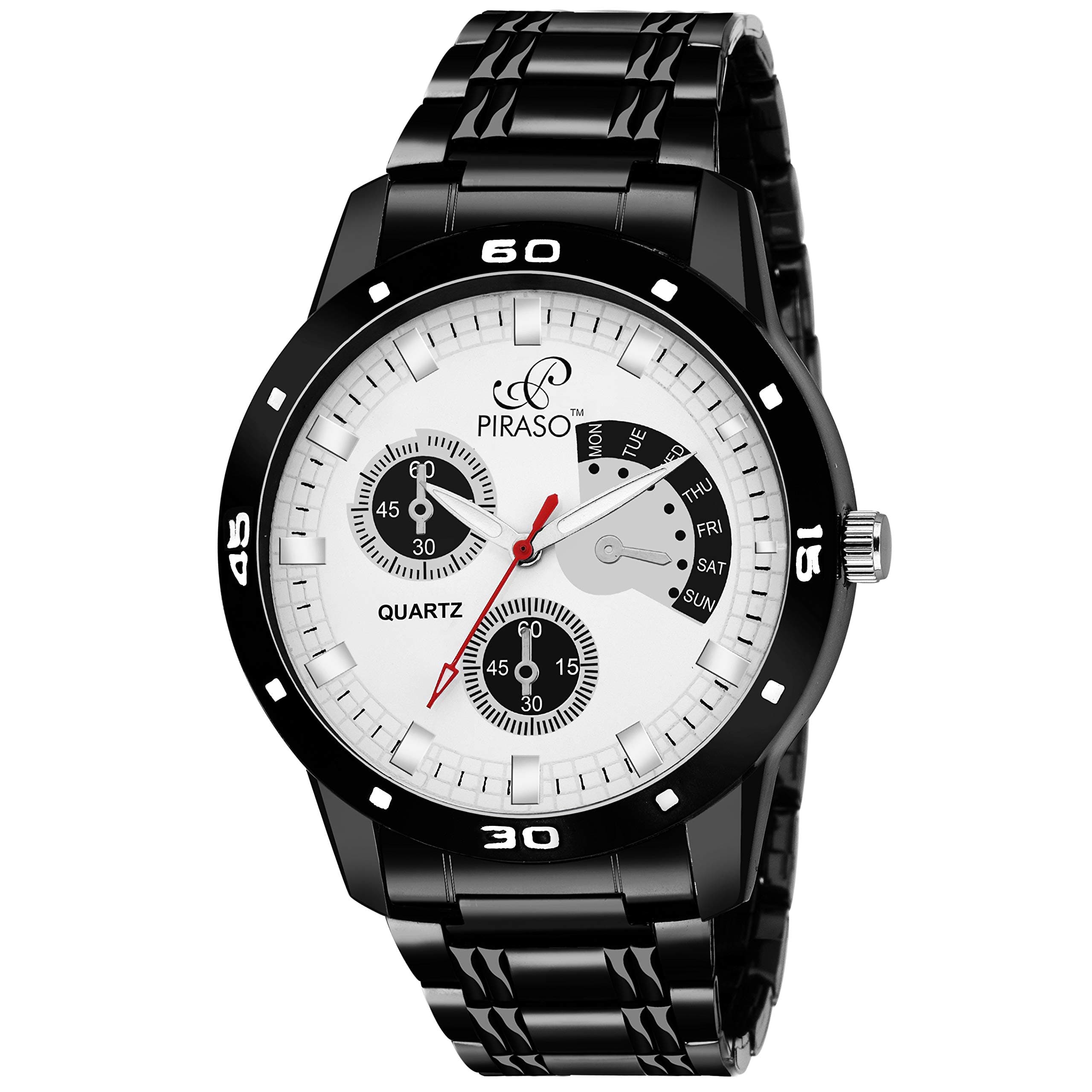 PIRASO Analogue White Dial Men's Watch (2055-BK-CK)