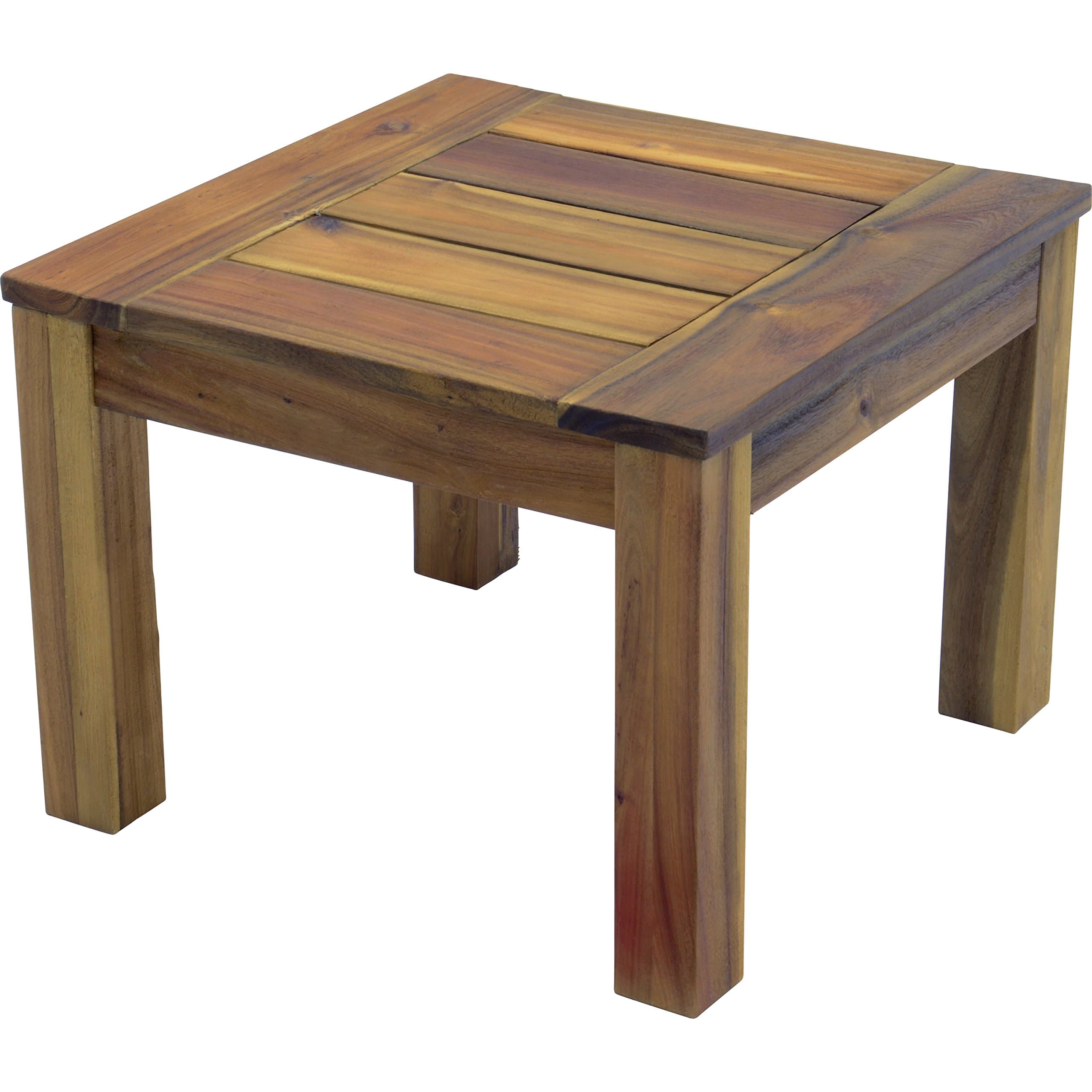 Lesli Living Side Table Garden Table Stool Acaia Wood Teak Hardwood 60 x 60 x 35 cm