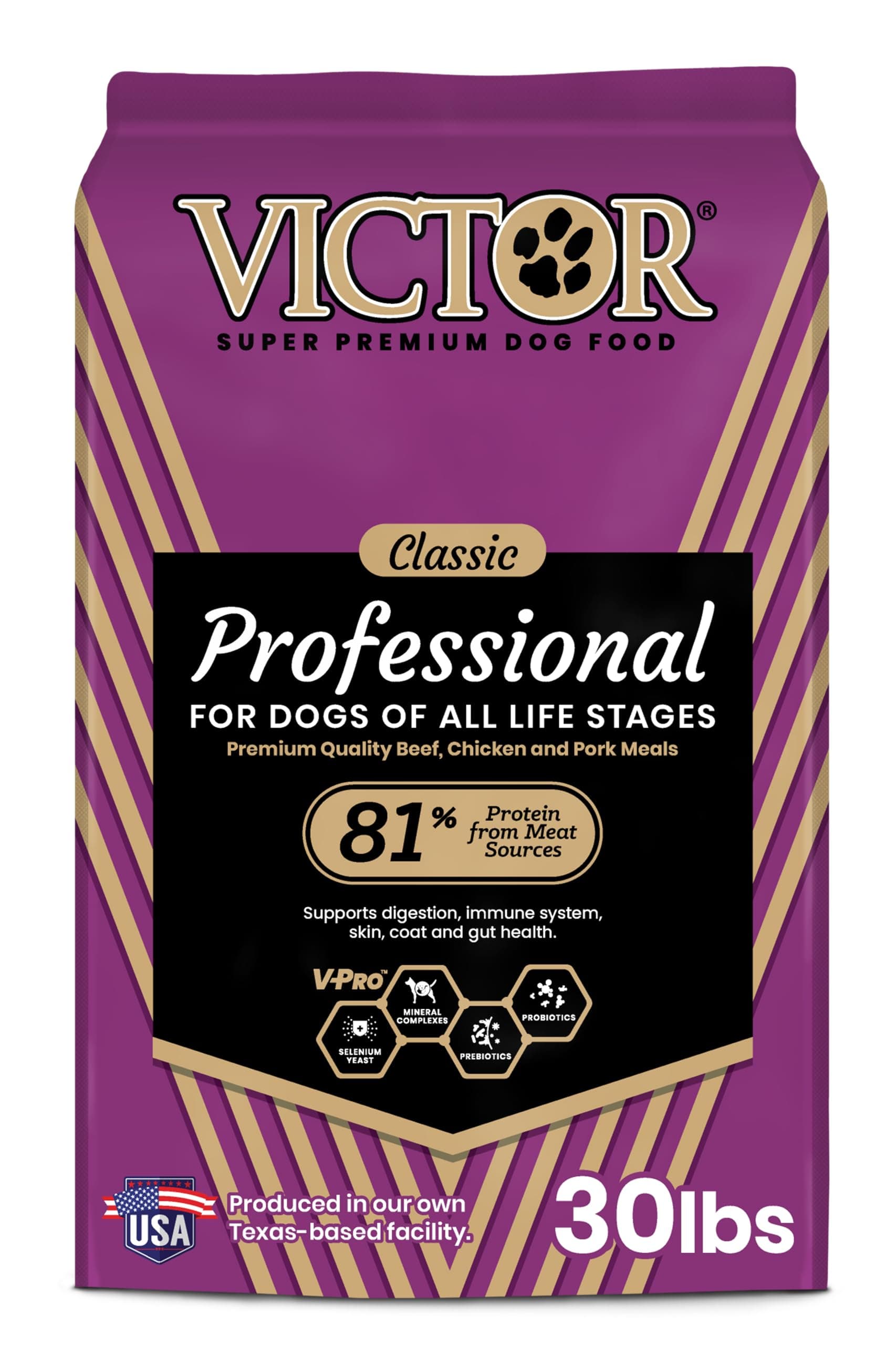VICTOR Super Premium Dog Food – Professional Dry Dog Food – Super Premium Kibble with 26% Protein – Gluten-Free with Beef, Chicken & Pork Meals – for High Energy and Active Dogs & Puppies, 30lbs