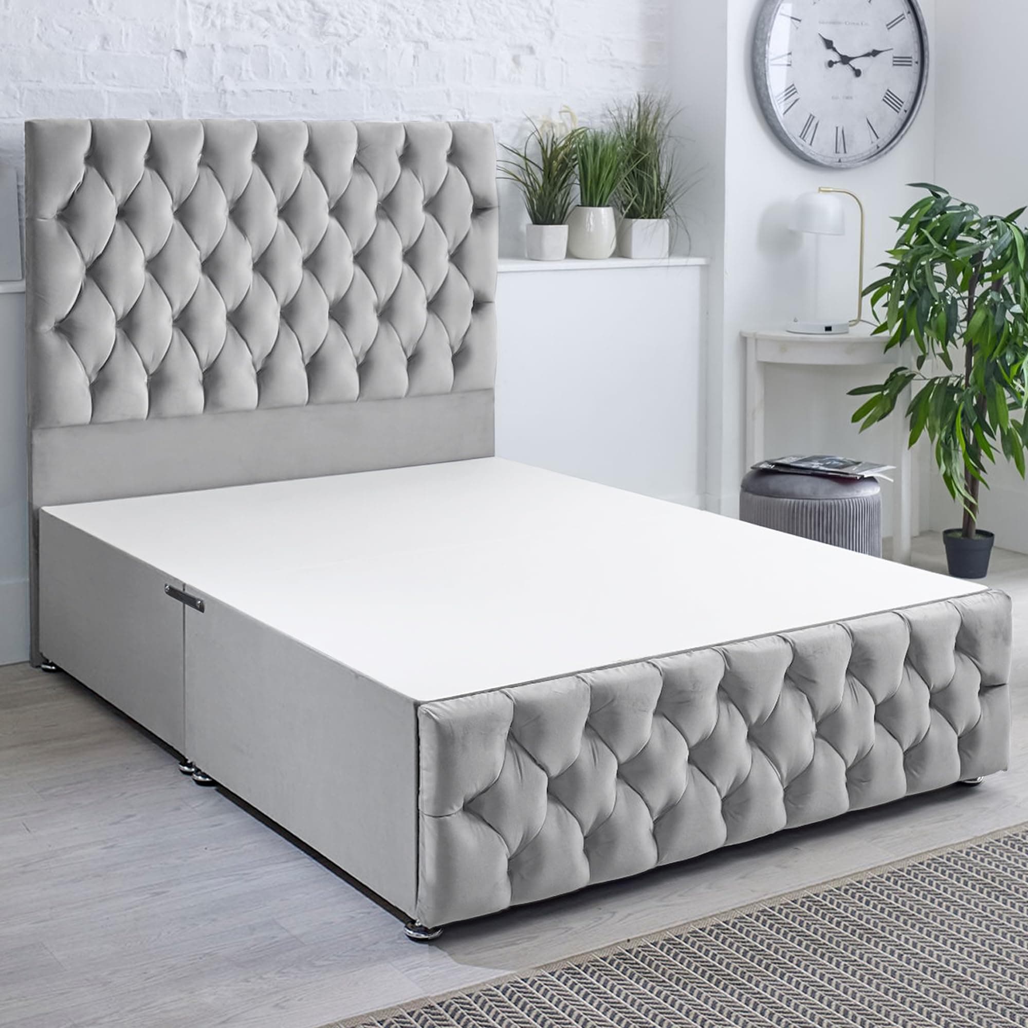 ComfoRest - Elegant 5FT King Size Divan Base NO DRAWER | Durable Frame with Sturdy Support | Functional Design for Modern Bedrooms | Timeless Option for Stylish Spaces (Silver Plush)