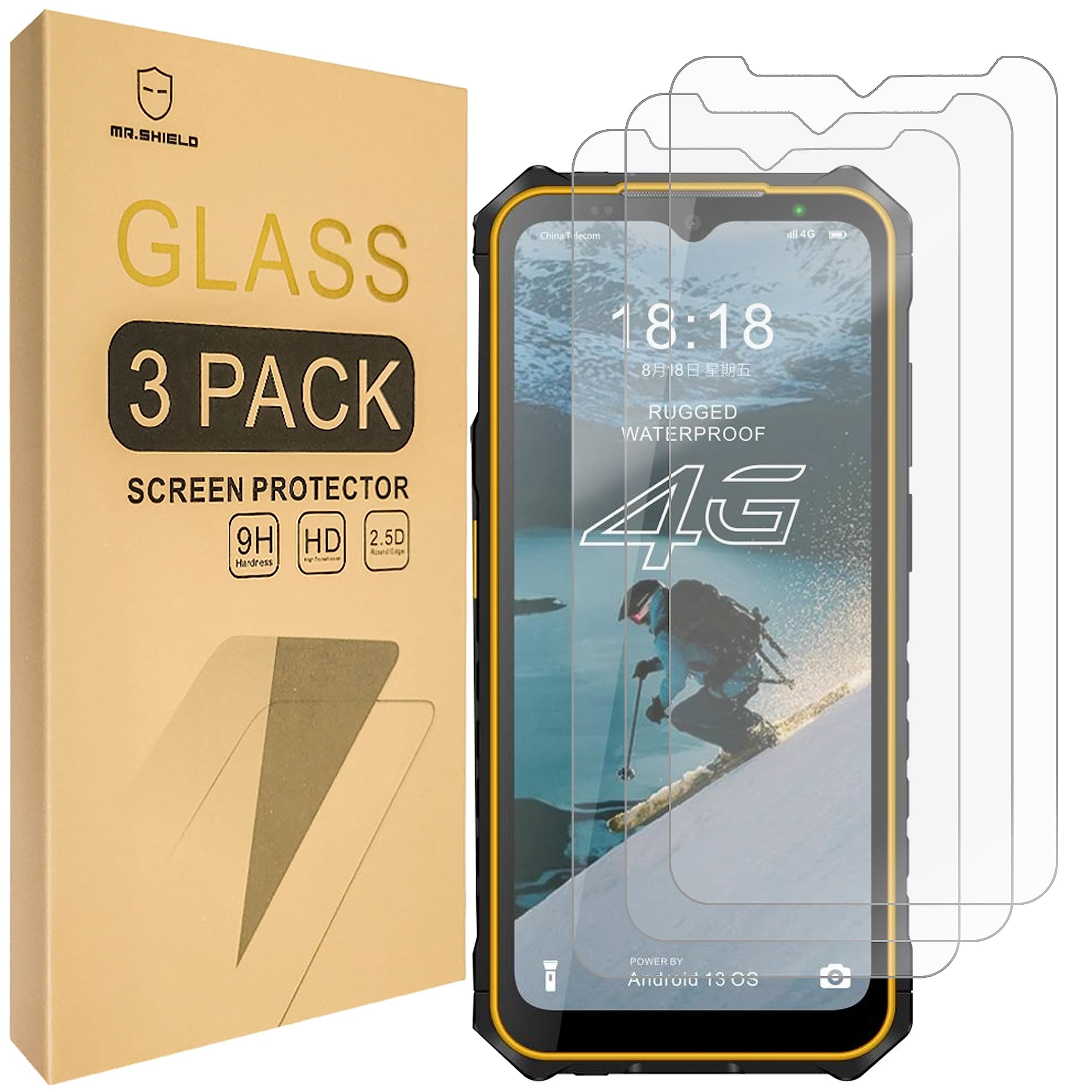 Mr.Shield [3-Pack] Screen Protector For Ulefone Armor X13 [Tempered Glass] [Japan Glass with 9H Hardness] Screen Protector