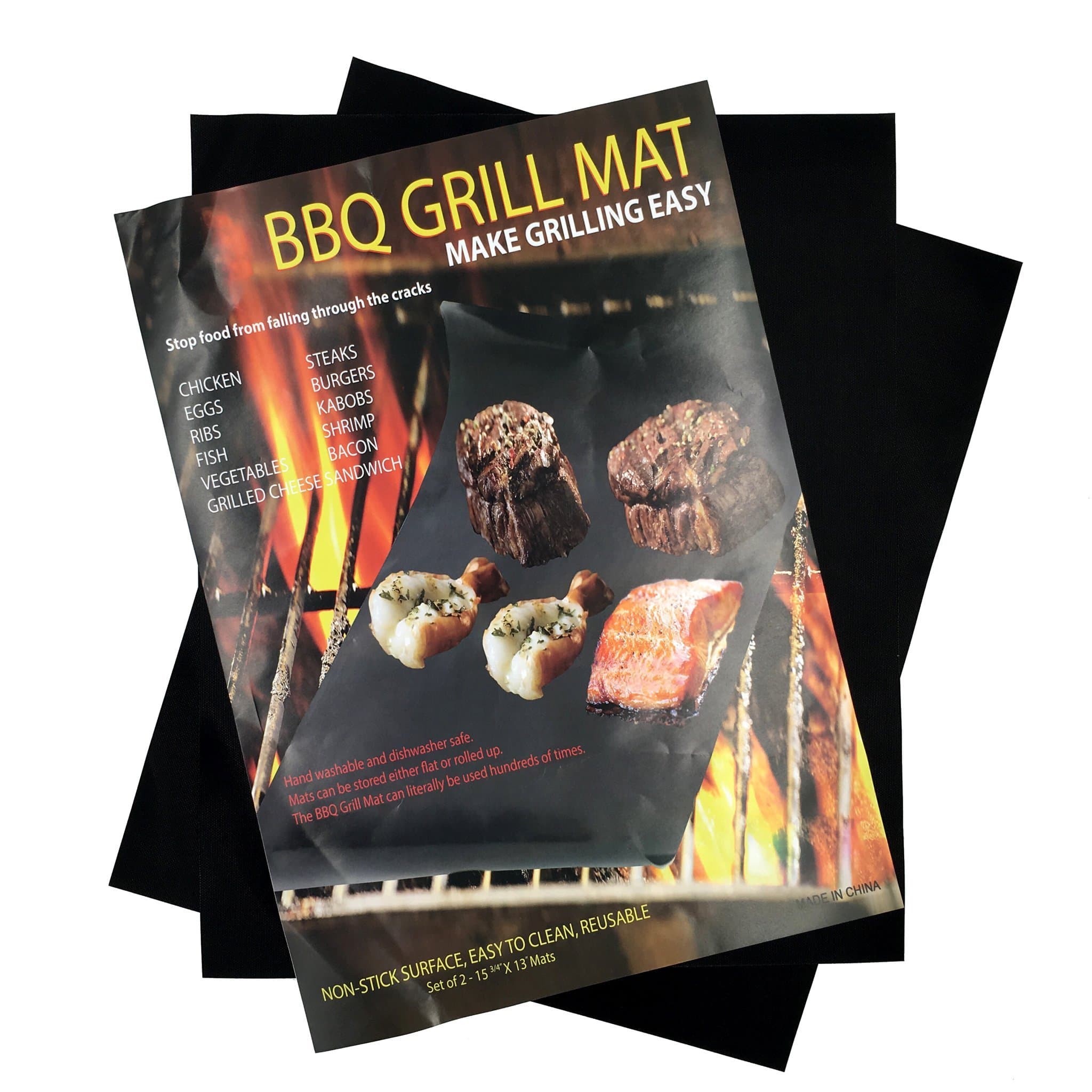 BBQ Grilling Mats - NONSTICK Baking, Frying & Barbecue Grill Mats by Fire It Up (15.75" x 13" 2pk) includes BBQ Recipe eBook