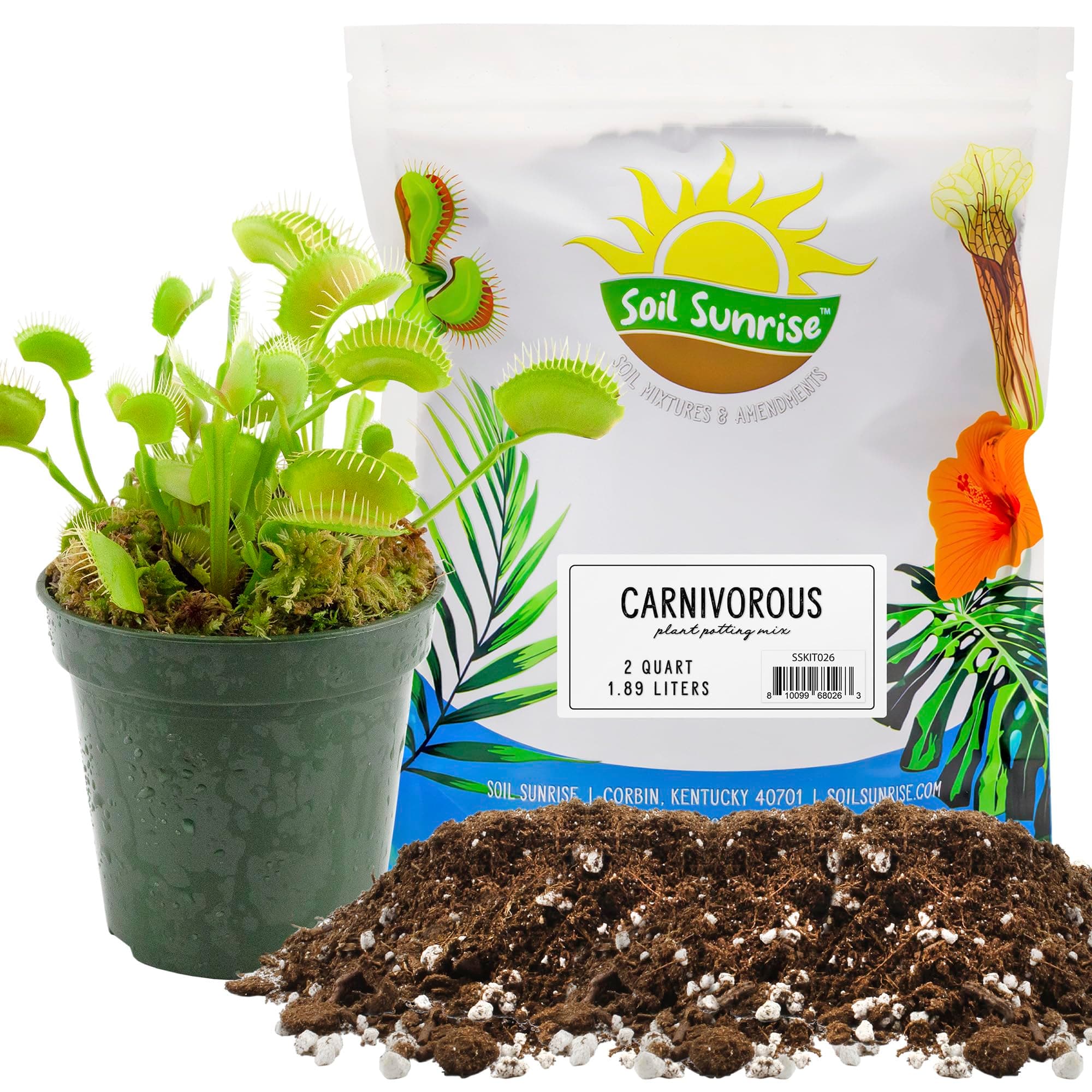 Soil Sunrise Carnivorous Plant Potting Soil Mix (2 Quarts) Ideal Additive for Venus Fly Traps, Sundews, and Pitcher Plants