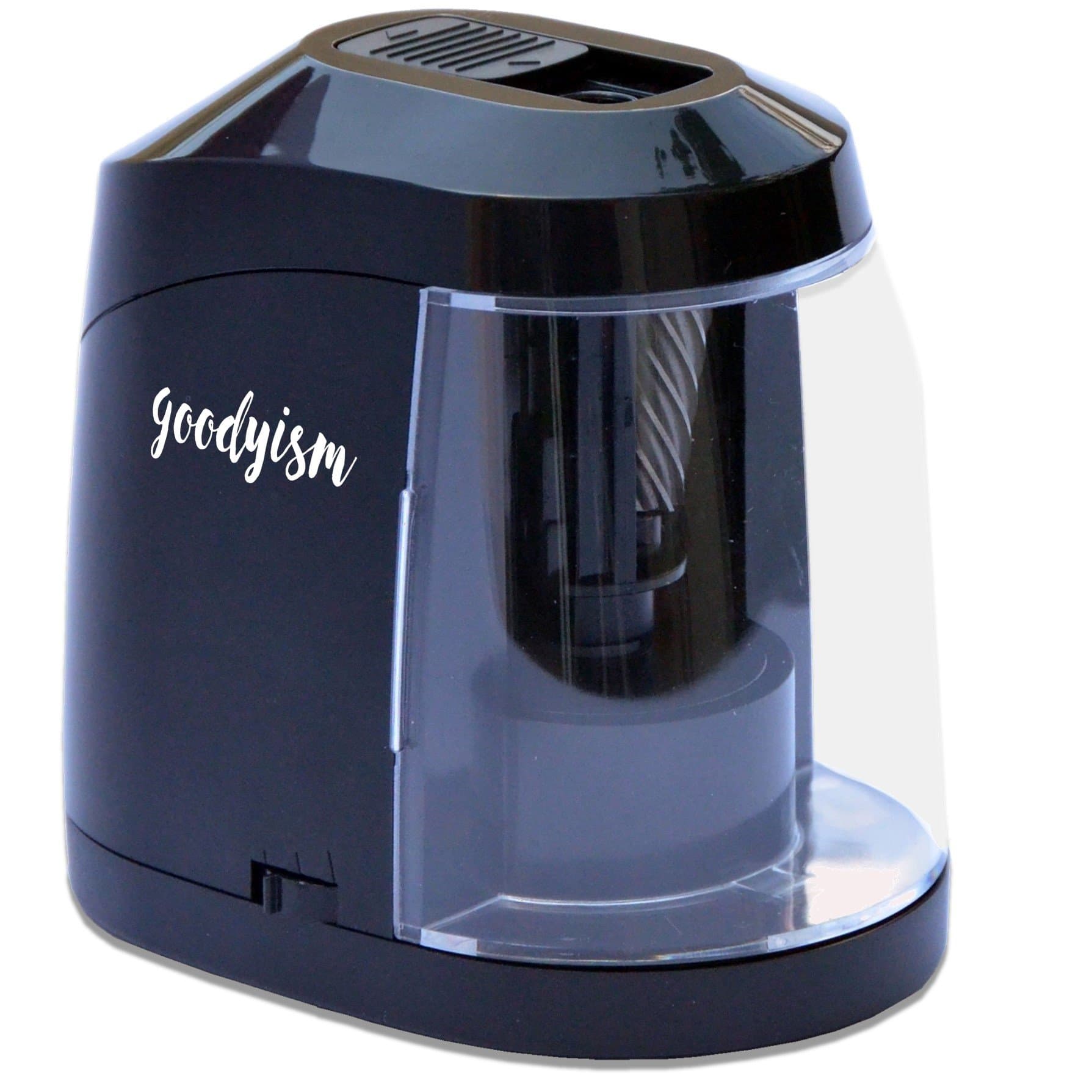 Helical Electric Pencils Sharpener, Auto-Stop, Battery Operated, Safety Switch, Tip Shape Selector and Transparent Lid to Hold The Shavings