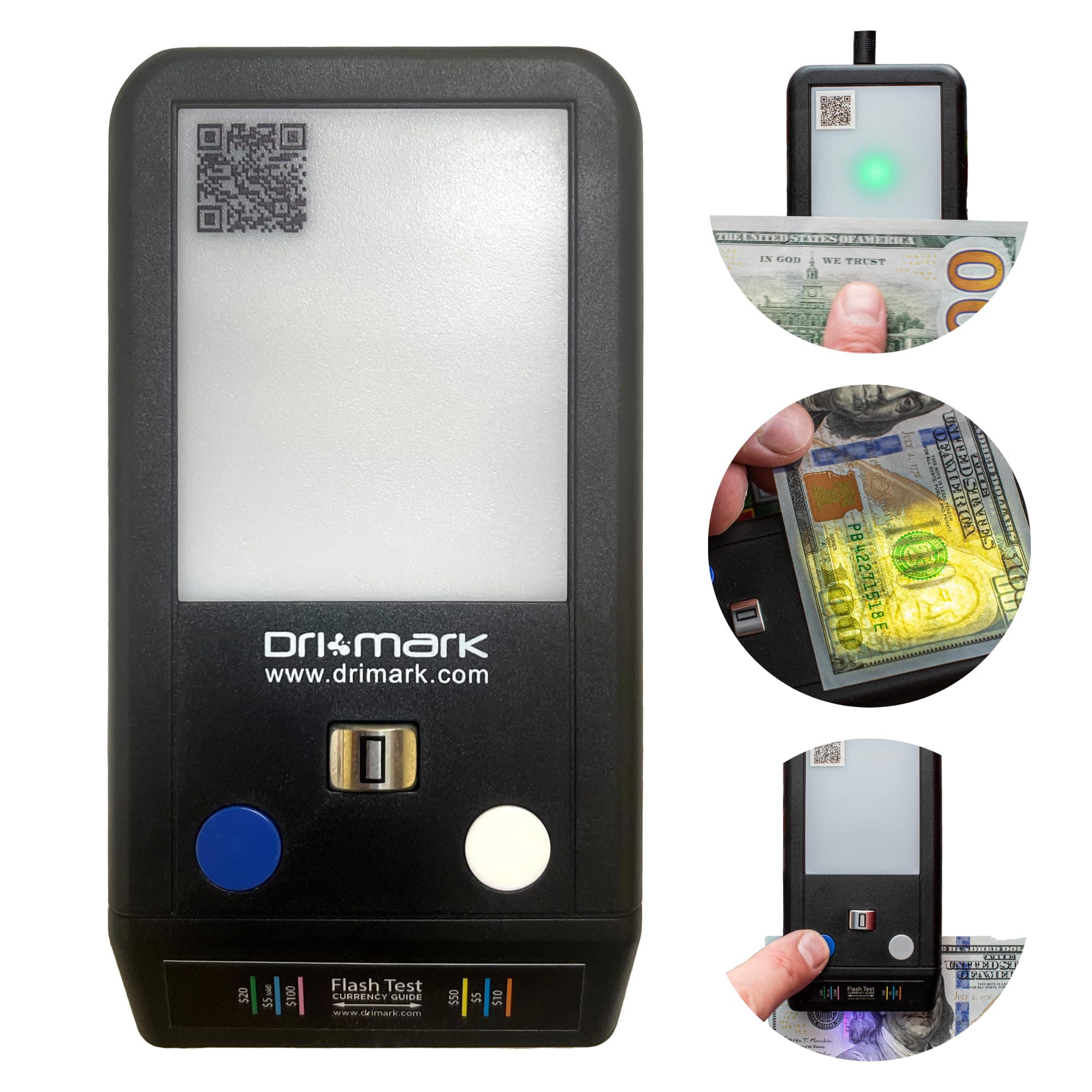 Dri Mark Flash Test Counterfeit Bill Detector, Smallest, Easiest Money Checker, Fake Currency Detection Machine, Ink, UV, and Watermark Flashtest