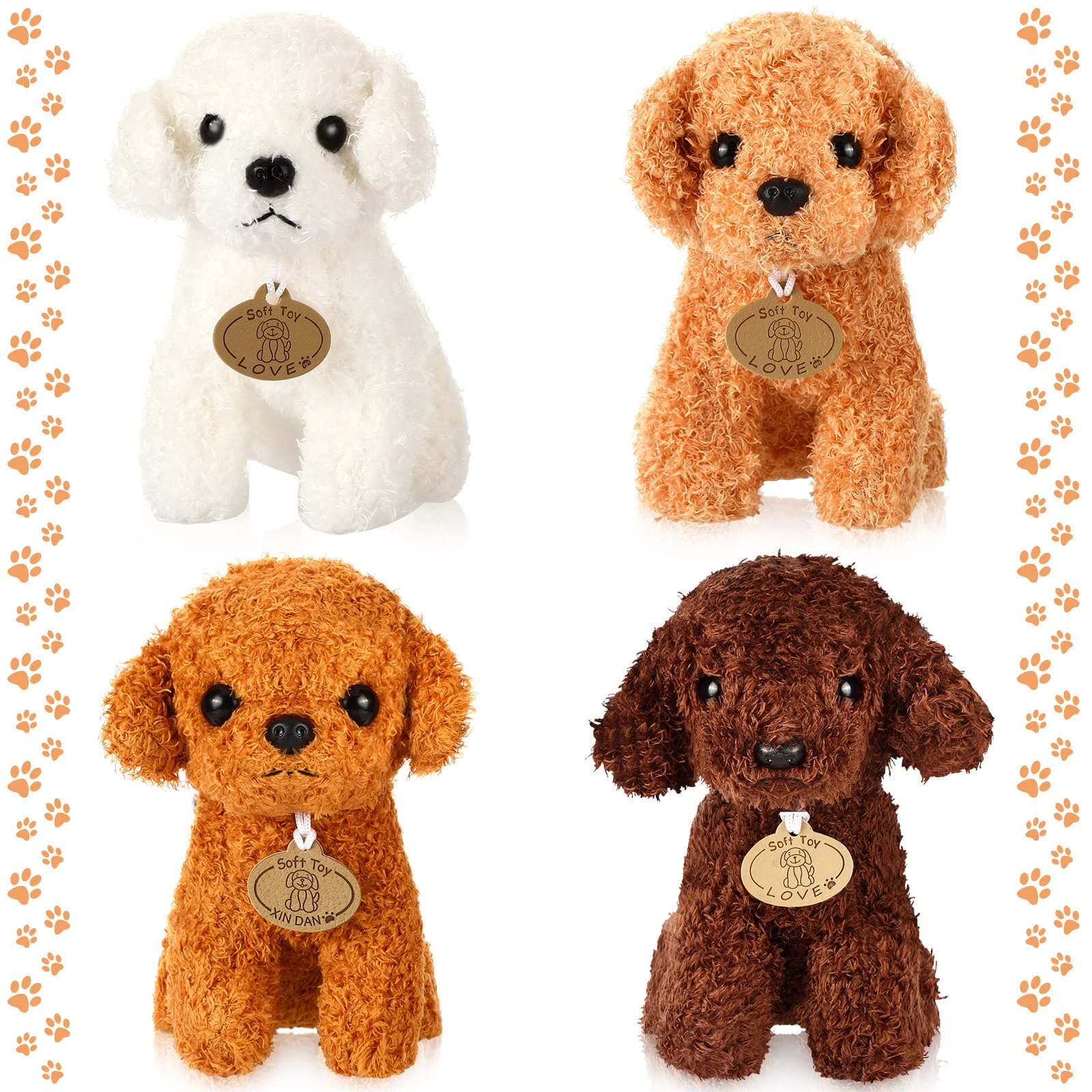 Civaner 4 Pcs Cute Dog Stuffed Animal Toy Puppy, 7 Inch Plush Dog Stuffed Puppy Animal for Boys and Girls, Party Decorations, Birthday Gifts(Cute)