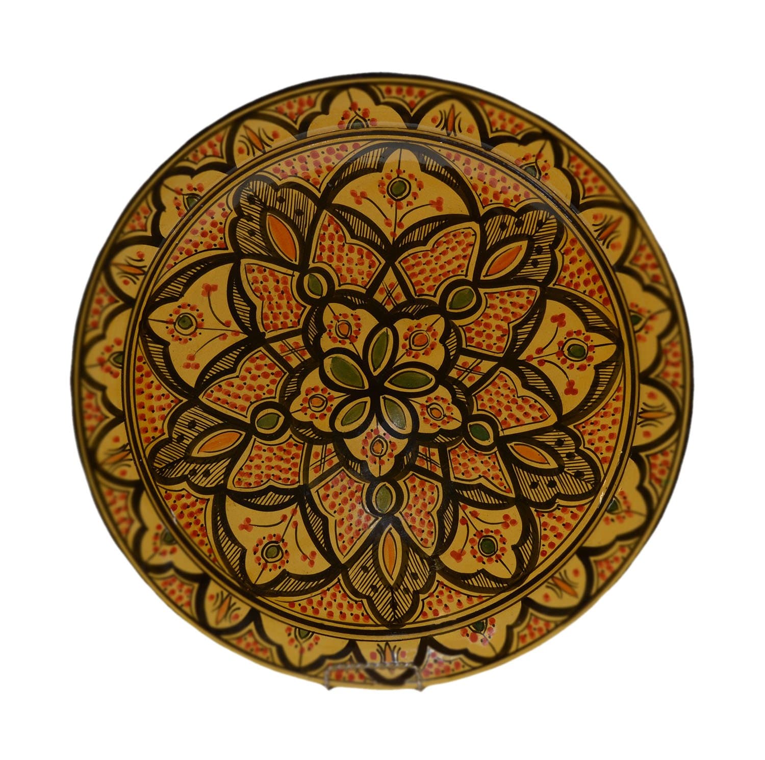 Ceramic Plates Hand Made Moroccan Deep Yellow Safi Plate Serving 16 Inches