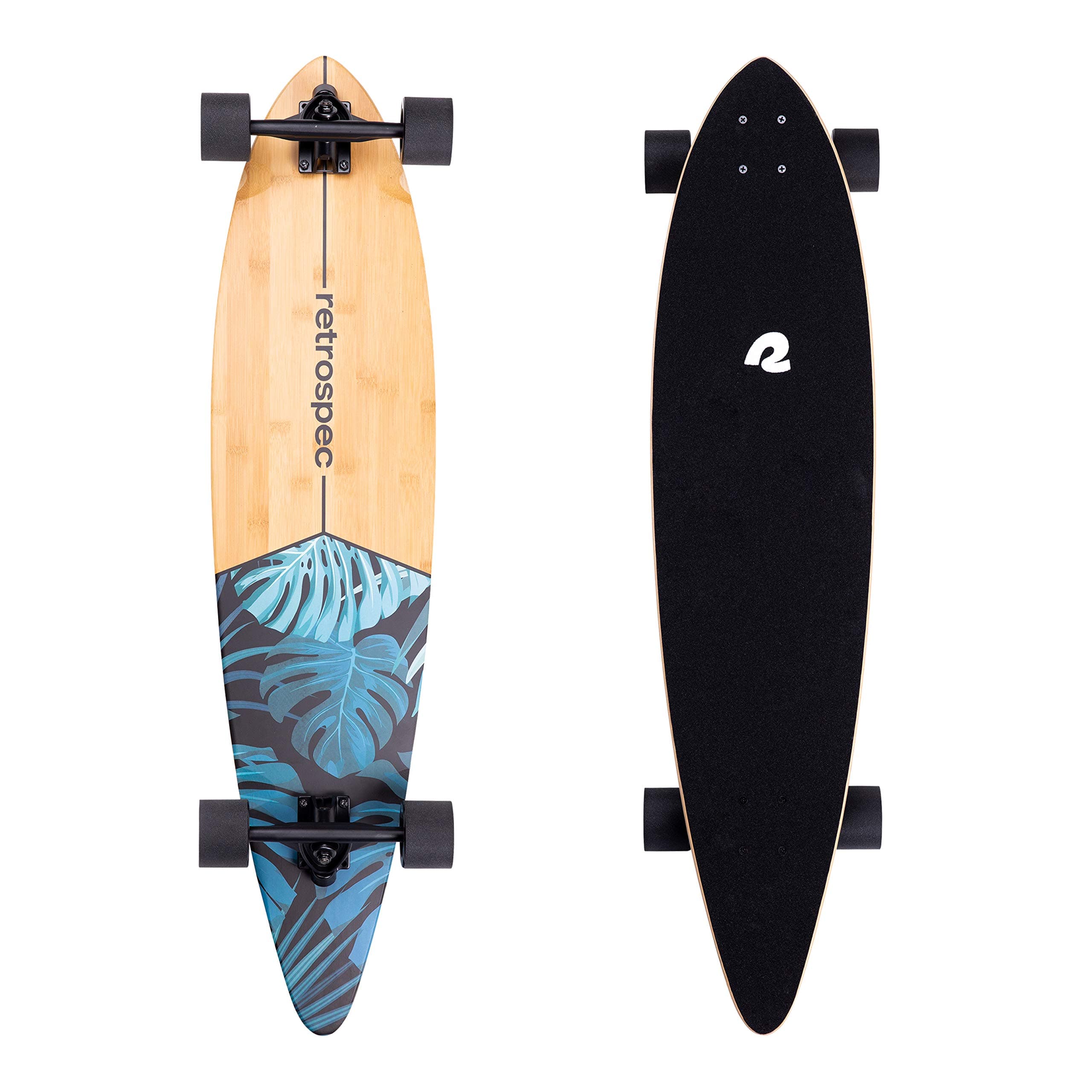 Retrospec Zed Cruiser & Pintail Longboard Skateboard Complete Cruiser | Bamboo & Canadian Maple Wood Cruiser w/Reverse Kingpin Trucks for Commuting, Cruising, Carving & Downhill Riding