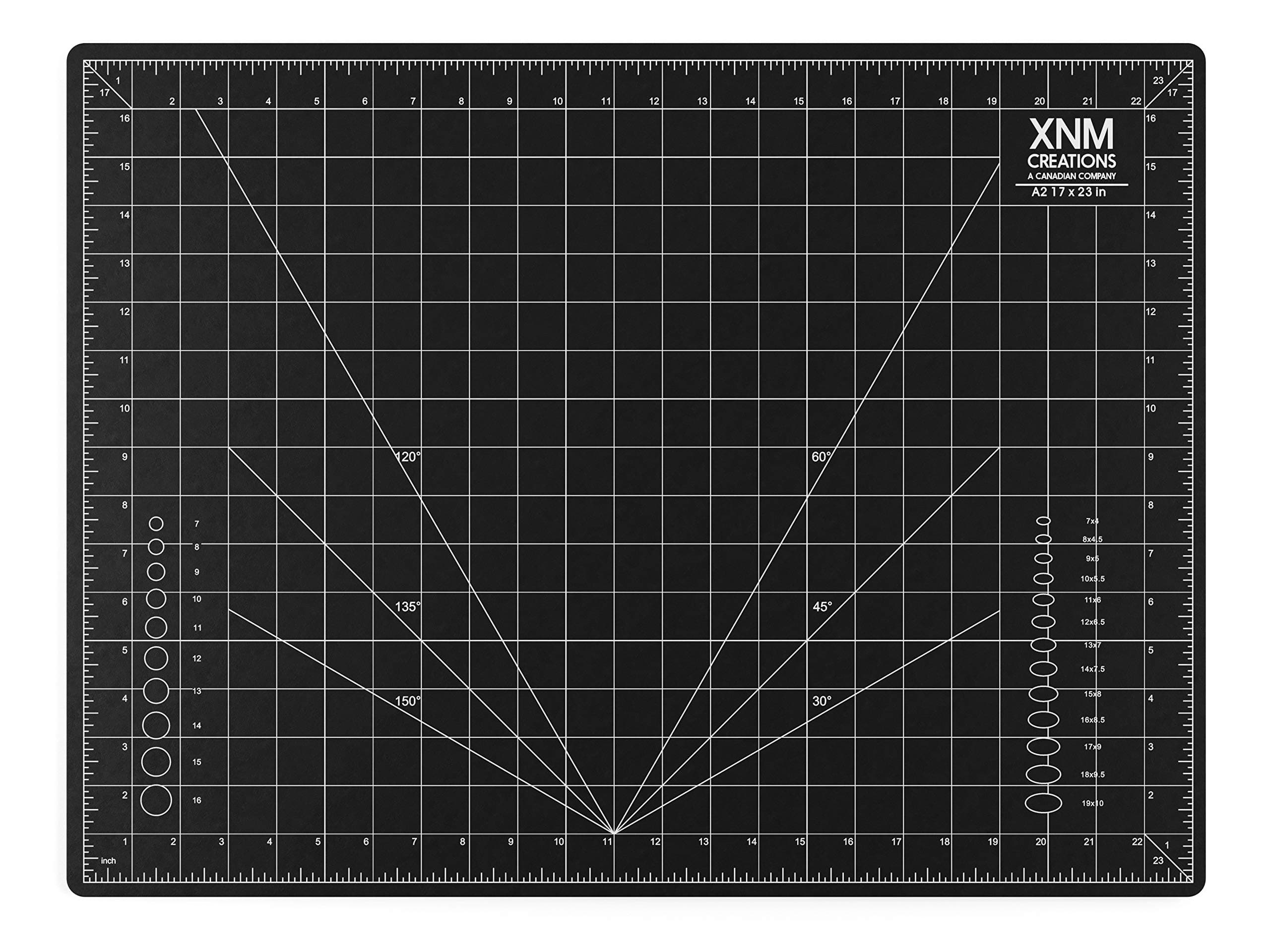 XNM Premium Self Healing Cutting Mat - 18 Inches by 24 inches - A2, 3 Layer Quality PVC Construction - Dual Sided, Imperial and Metric Grid Lines - Perfect for Cutting, Sewing, and Crafts