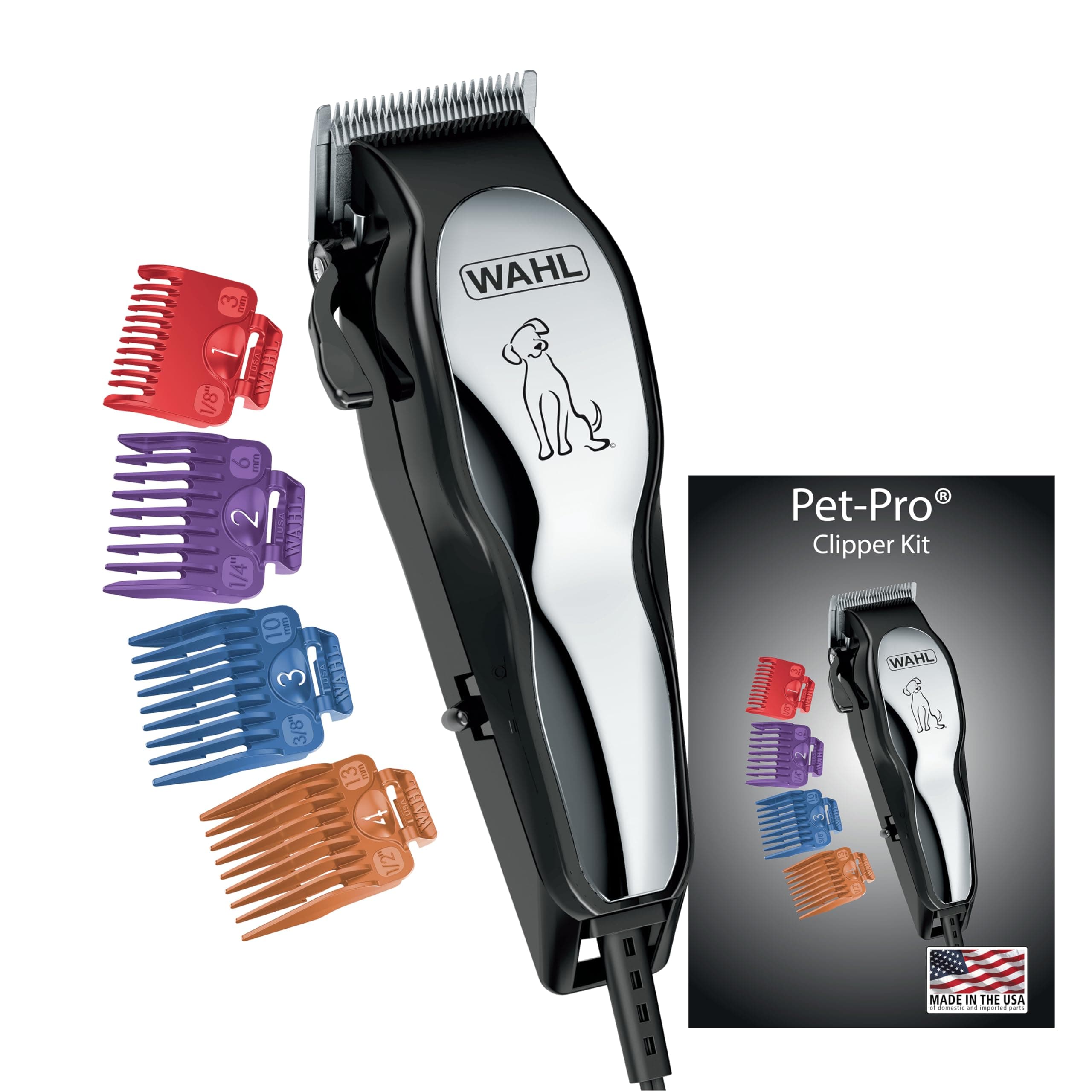 Wahl Clipper Pet-Pro Dog Grooming Kit - Heavy-Duty Electric Corded Dog Clipper for Dogs & Cats with Fine & Medium Coats - Model 9281-210