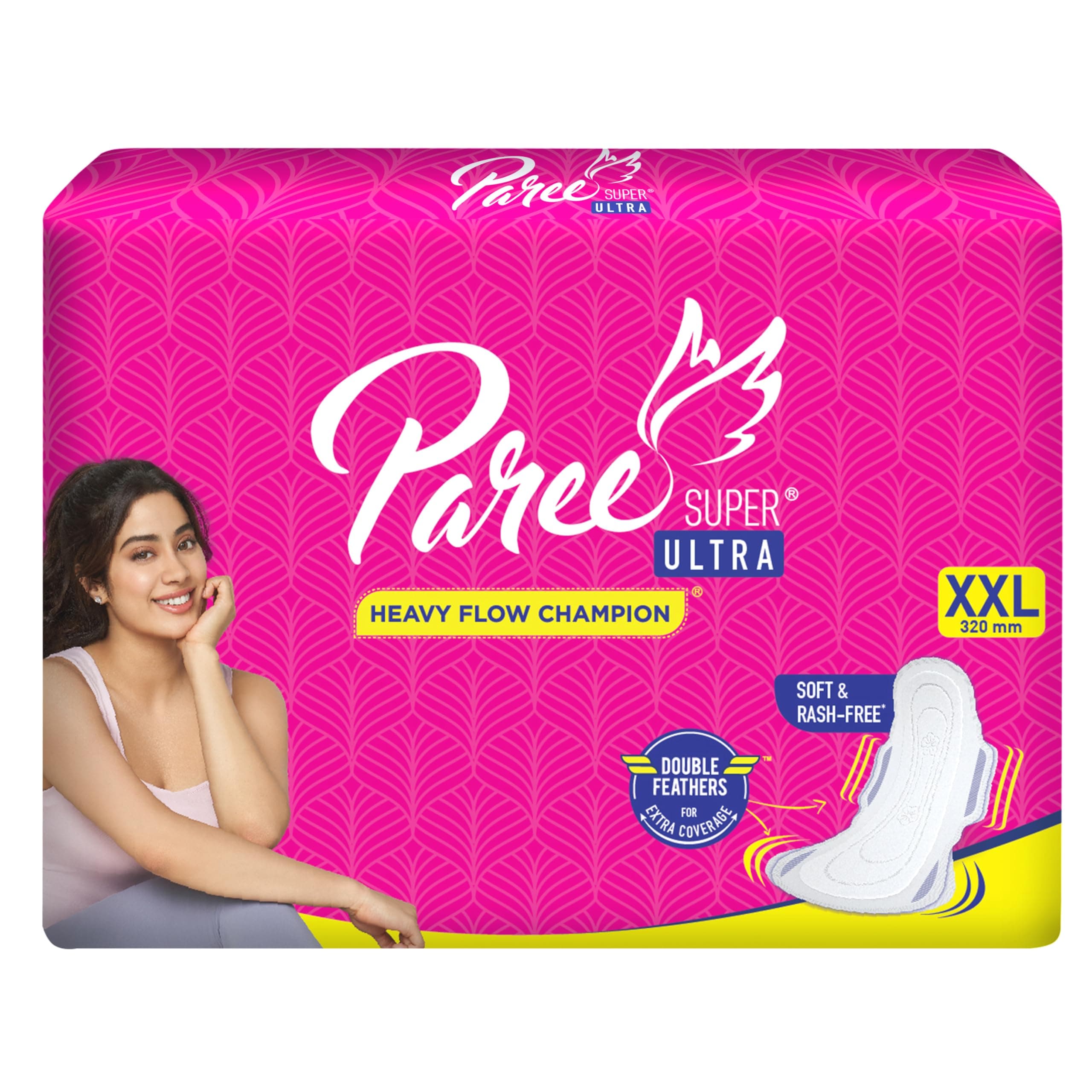 PareeSuper Ultra Soft Feel Double Feathers Sanitary Pads for Women (Trifold)|XXL-60 Pads (Combo of 10)|Quick Absorbtion|Disposable Covers|Wide Coverage