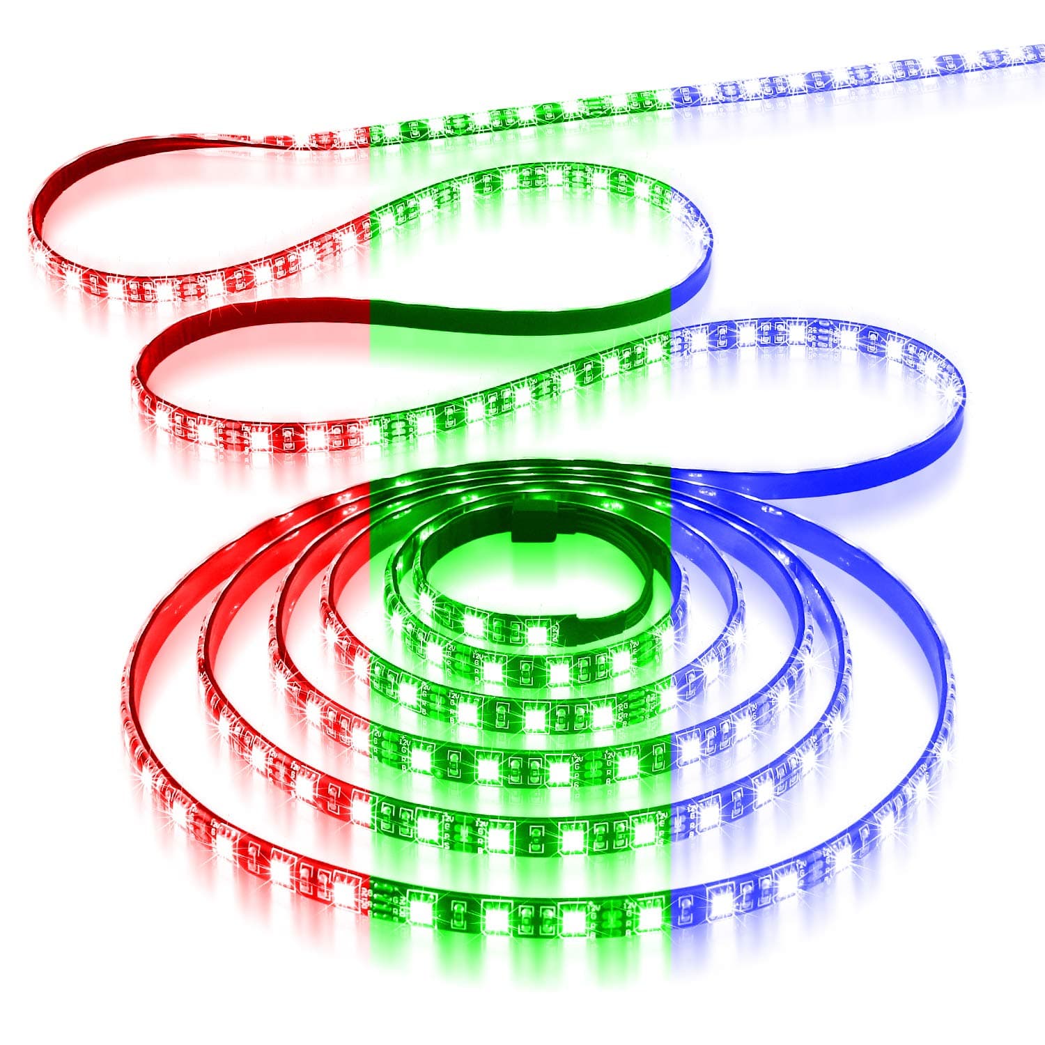 Aclorol RGB LED Strip Lights 5050 300 SMD Waterproof Black PCB 16.4ft Flexible LED Tape Light 60 LEDs/M 5M Rope Lights Enhance to VHB Tape for Home, Festival, Wedding Party Decor