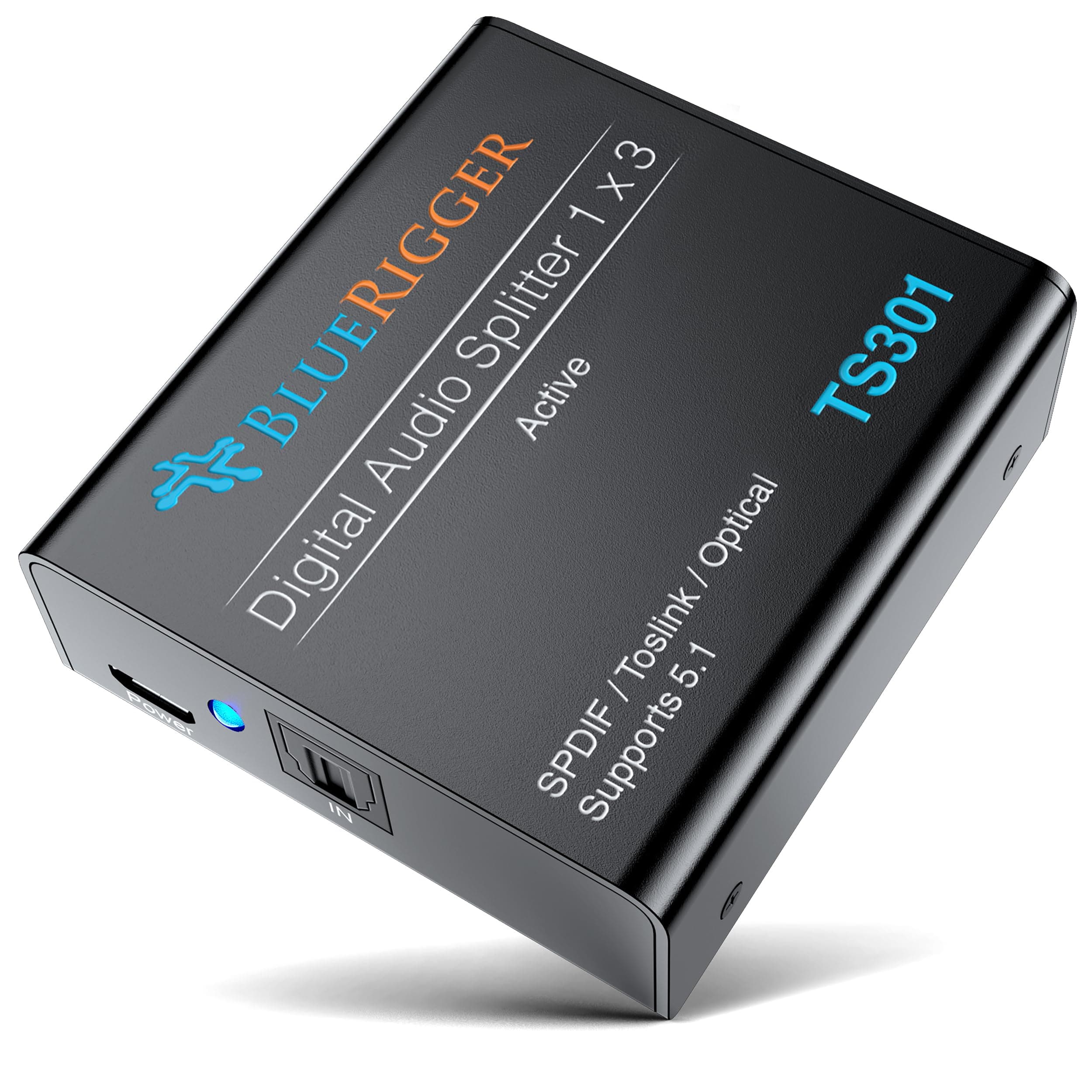 Digital Optical Audio Splitter (Active Toslink Splitter 1 in 3 Out, SPDIF, Fiber Optic Adapter) - Compatible with Home Theatre, Xbox, PS4, DVD, Receiver, TV, LPCM2.0, DTS, Dolby Digital