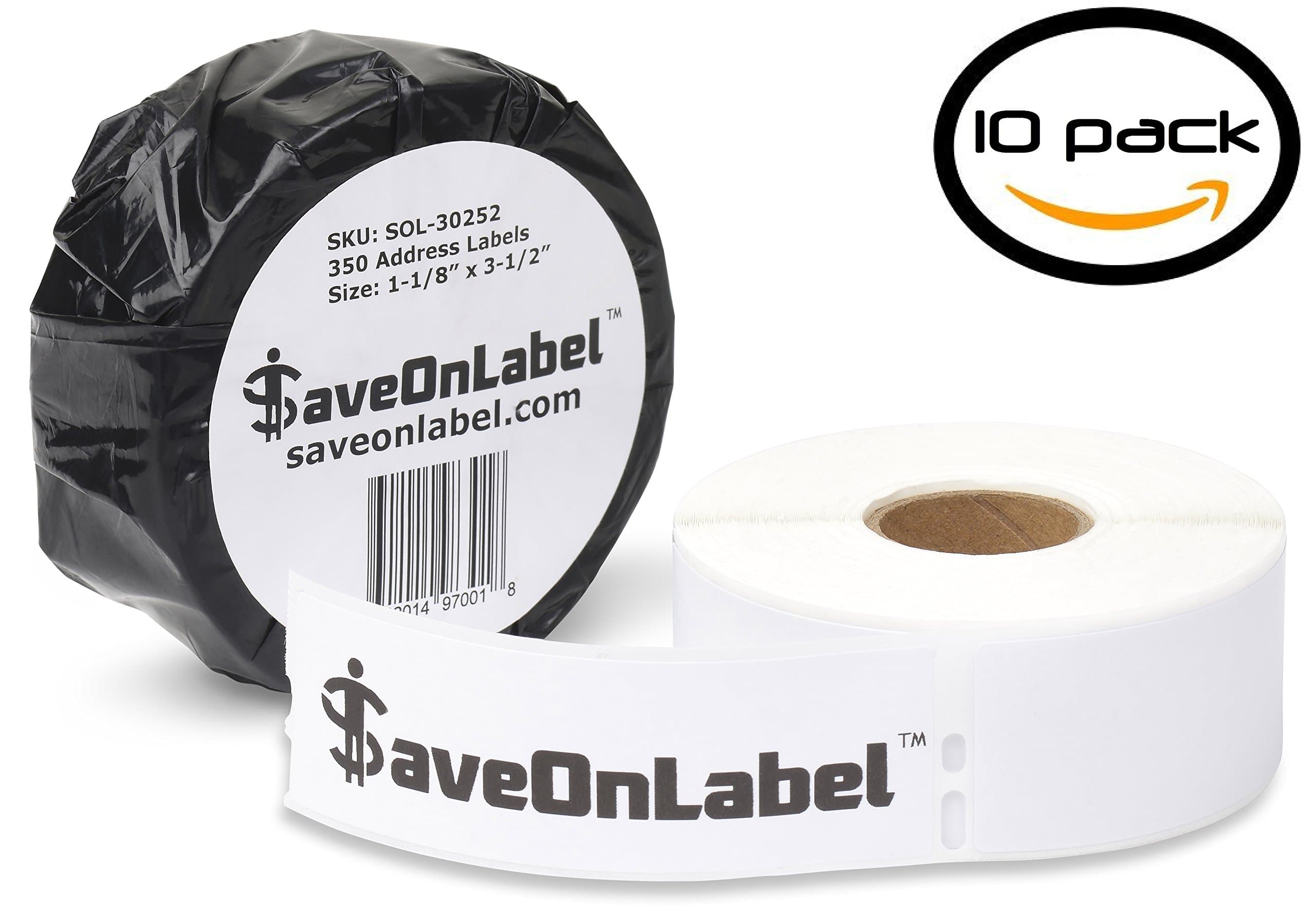 Dymo 30252 Compatible Address Labels, BPA Free, Strong Adhesive, Resistant to Scratches and Smudges, Compatible with Dymo 450, 450 Turbo, 4XL and Many More, 10 Rolls