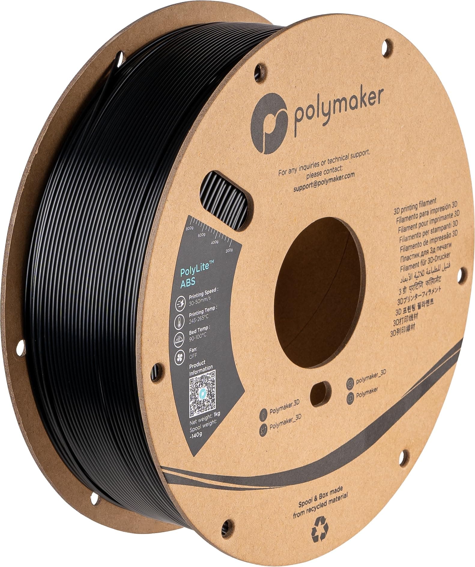 Polymaker PE01001 PolyLite Filament ABS geruchsarm 1.75mm 1000g Black 1 pc(s)