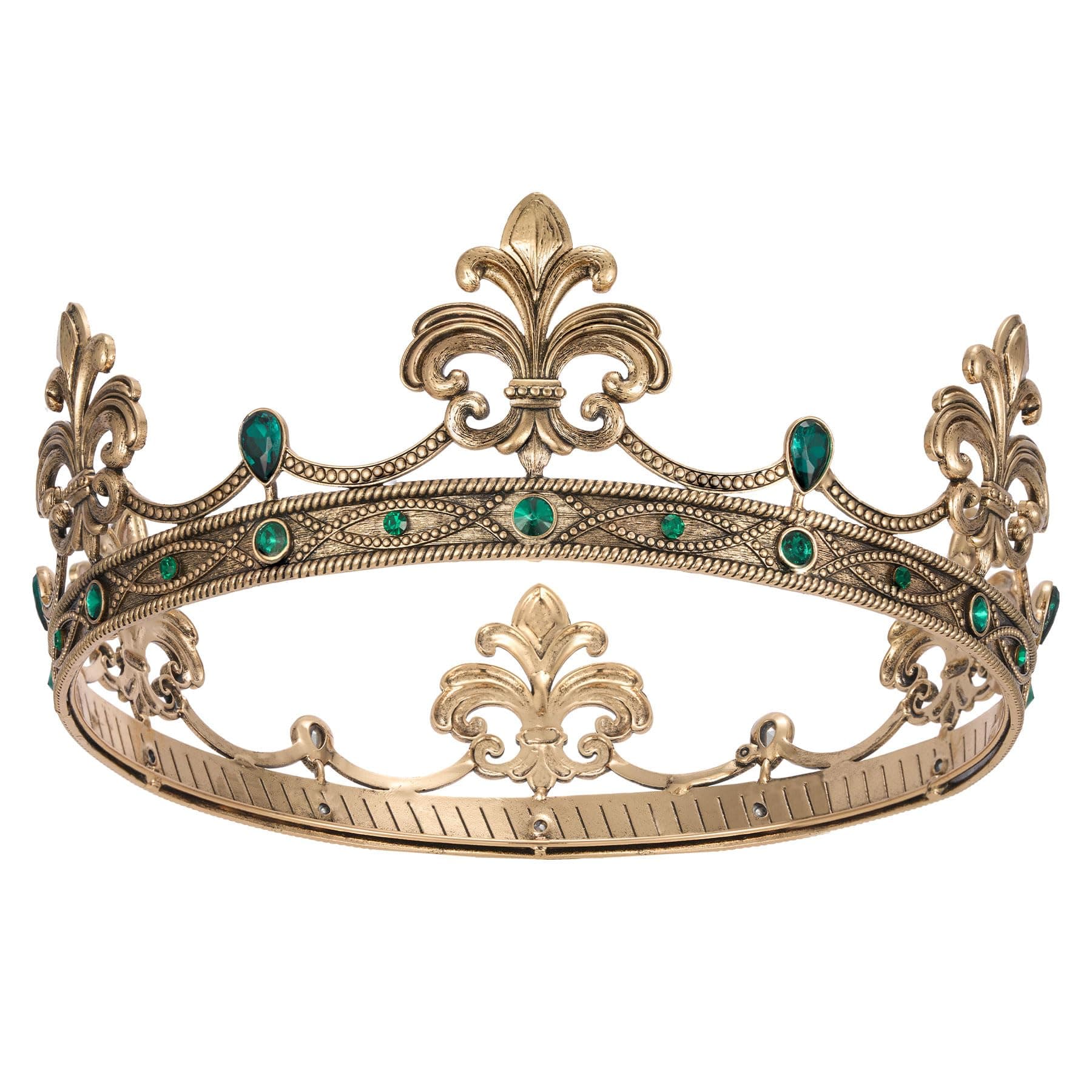 Fleur-de-lis King Crown for Men, Royal Prince Tiara Headwear for Medieval, Royalcore,Knight,Viking,Halloween Costume