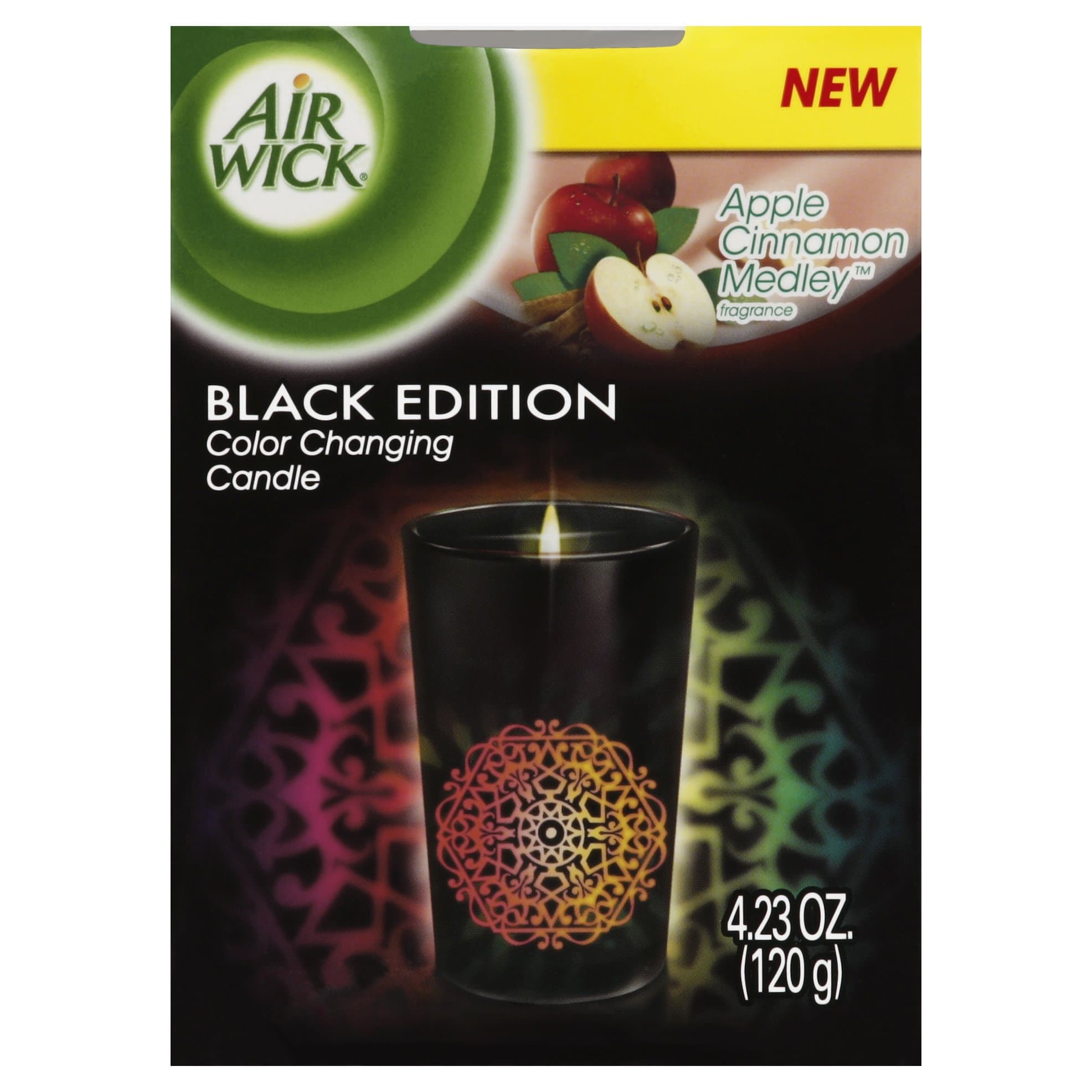 Air Wick Black Edition Color Changing Candle, Apple Cinnamon Medley, 4.23 Ounce