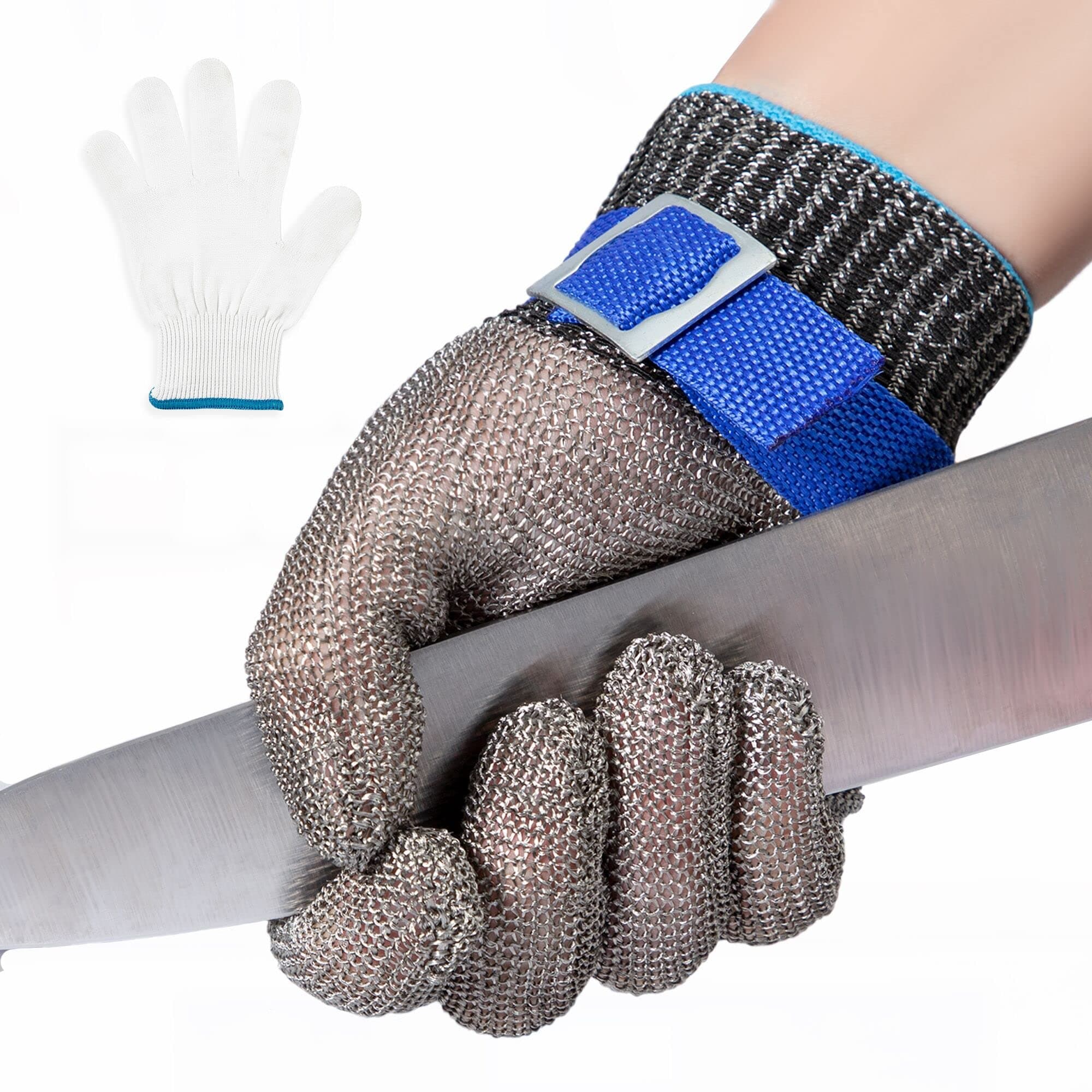Cut Resistant Gloves,Stainless Steel Wire Metal Mesh Butcher Safety Work Gloves for Cutting