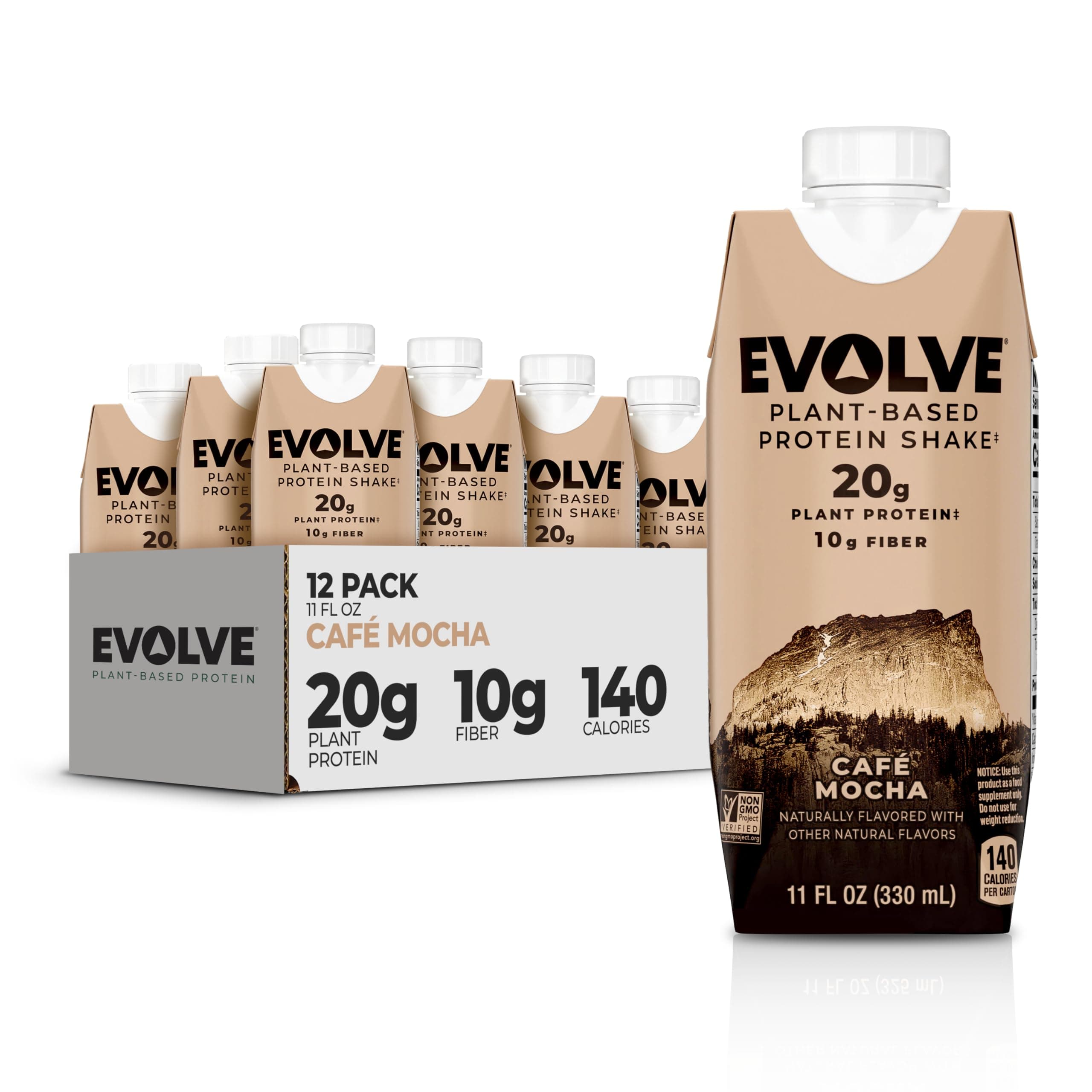 Evolve Protein Shake, Mellow Mocha, 20g Protein, 11 Fl Oz (Pack of 12)