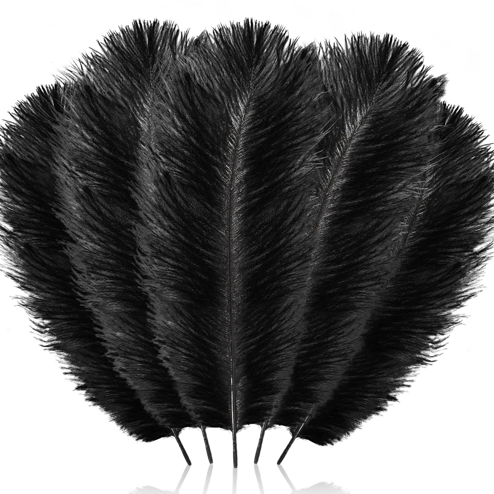 Hanaive 100 Pieces Natural Ostrich Feathers Bulk 12-14 Inch (30-35 cm) Large Ostrich Plumes Feathers for Wedding Party Vase Centerpieces Crafts Home Decoration (Black)