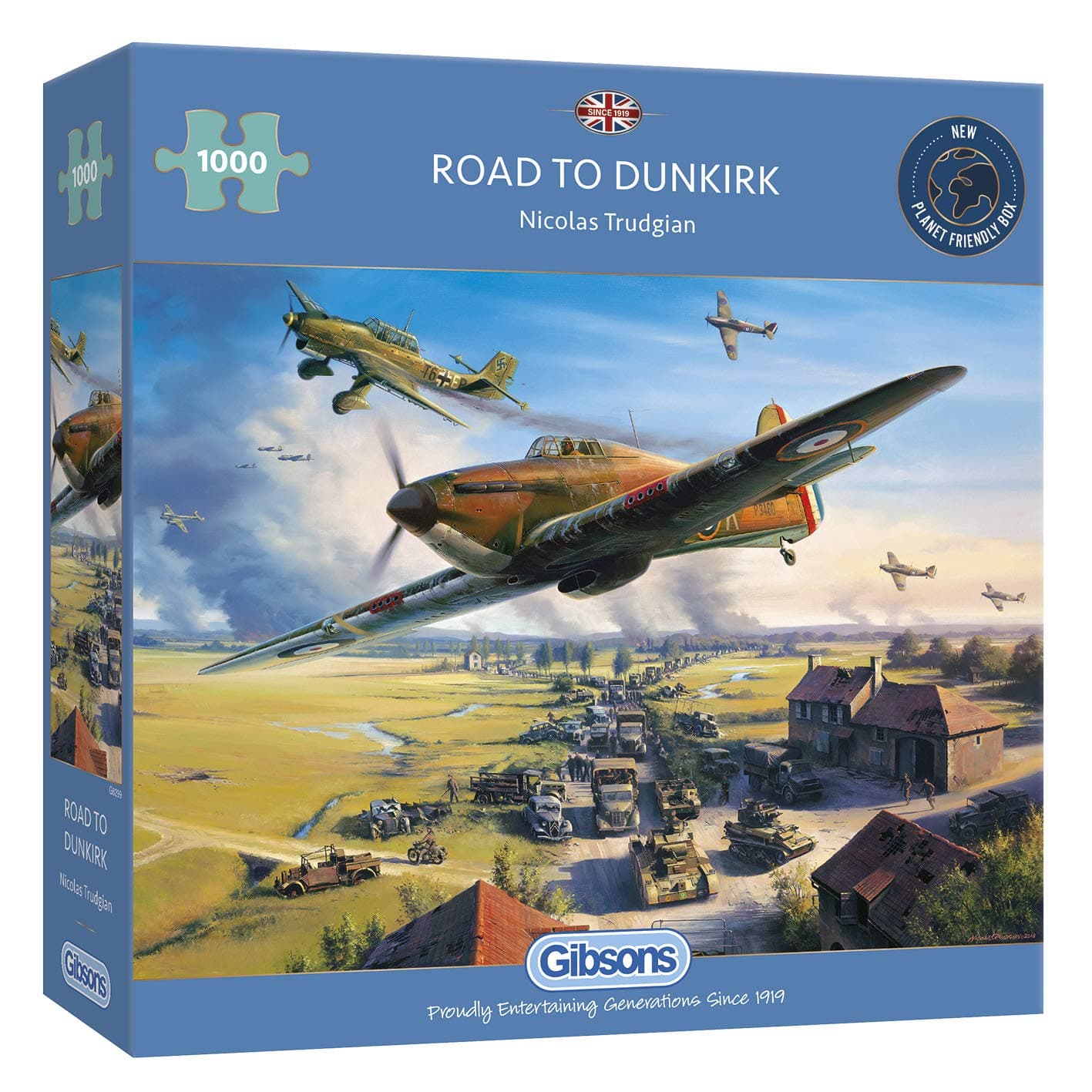 Road to Dunkirk 1000 Piece Jigsaw Puzzle | Sustainable Puzzle for Adults | Premium 100% Recycled Board | Great Gift for Adults | Gibsons Games