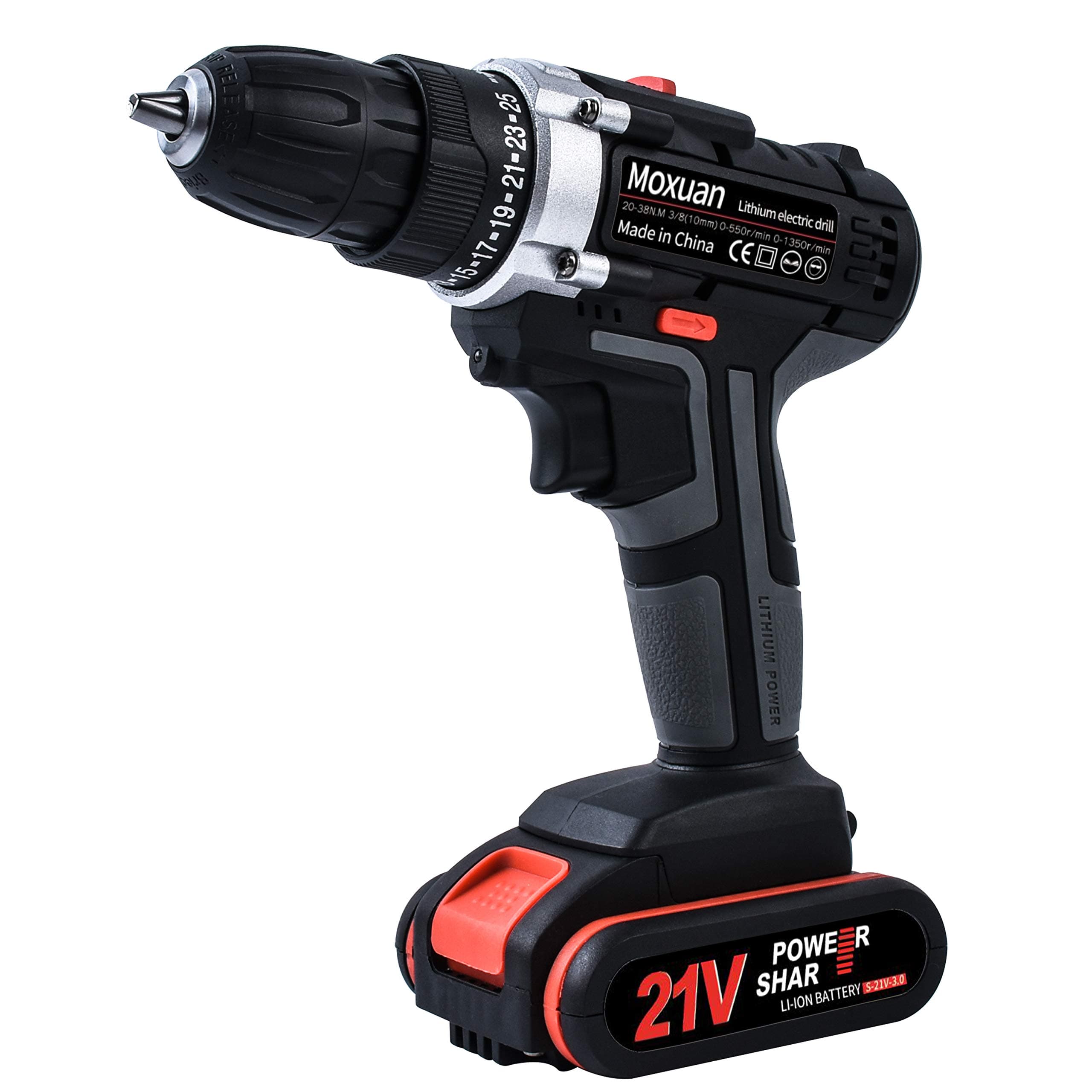 Cordless Drill Driver, Cordless Drill with 2 Batteries, 30Min Fast Charger 4.0A, 25+1 Torque Setting, 2-Variable Speed Max Torque 550 In-lbs, 3/8" Metal Keyless Chuck, 25 pcs Bits Included
