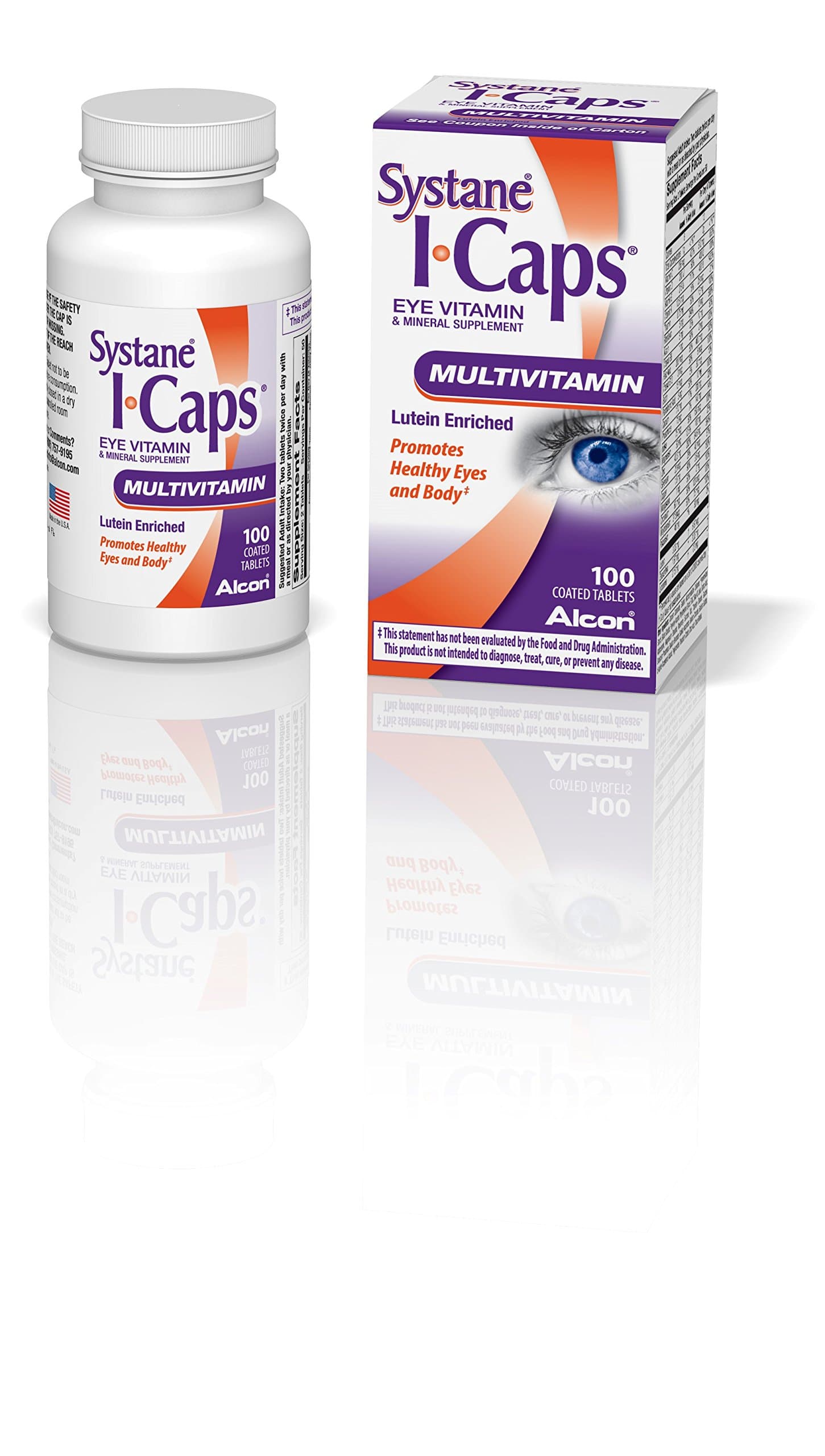 ICaps Alcon Multivitamin Eye Vitamin and Mineral Support, Coated Tablets, 100 Count