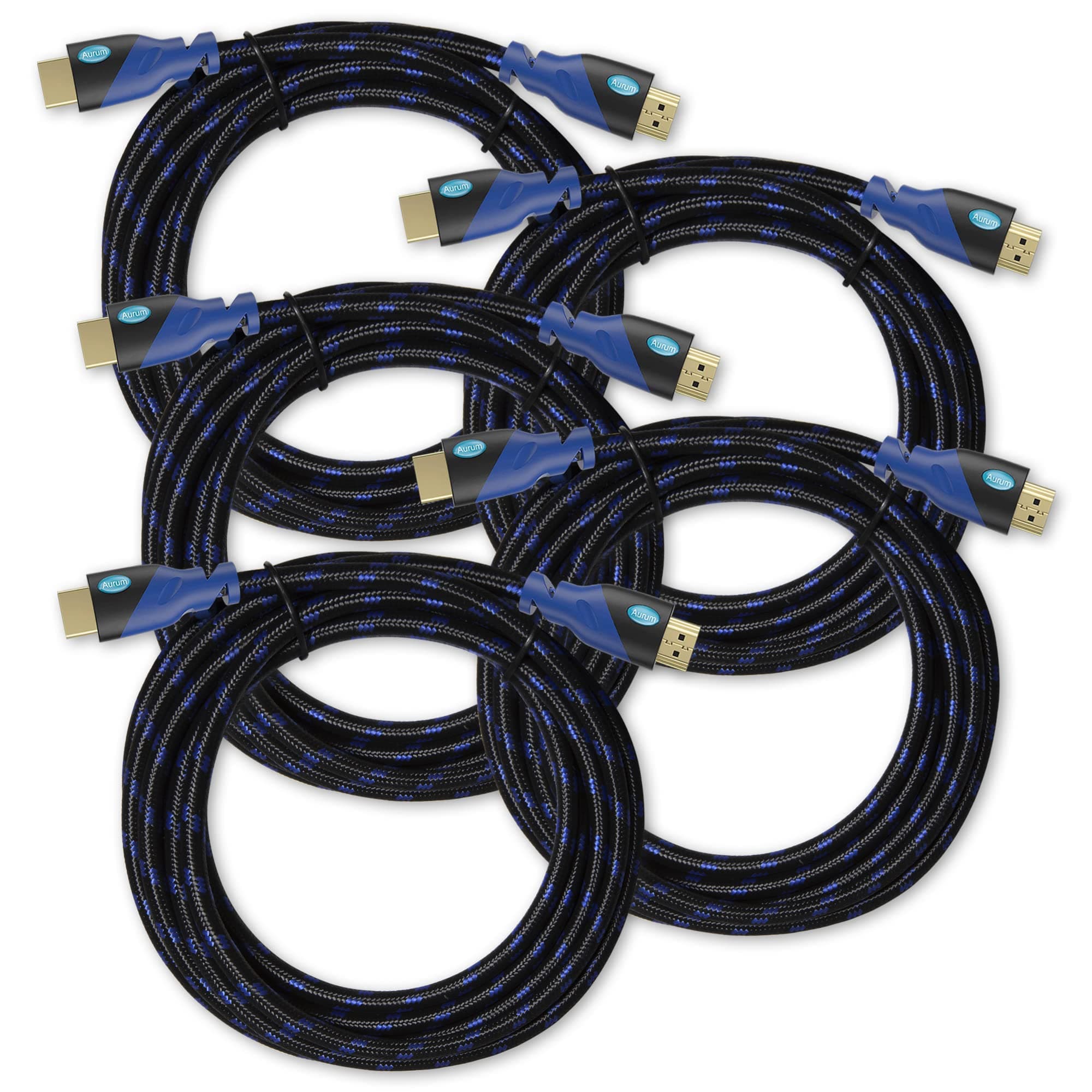 AURUM CABLES Ultra Series - High Speed HDMI Cable with Ethernet - Supports 3D & Audio Return Channel - Full HD [Latest Version] (5 Pack, 12 FT)