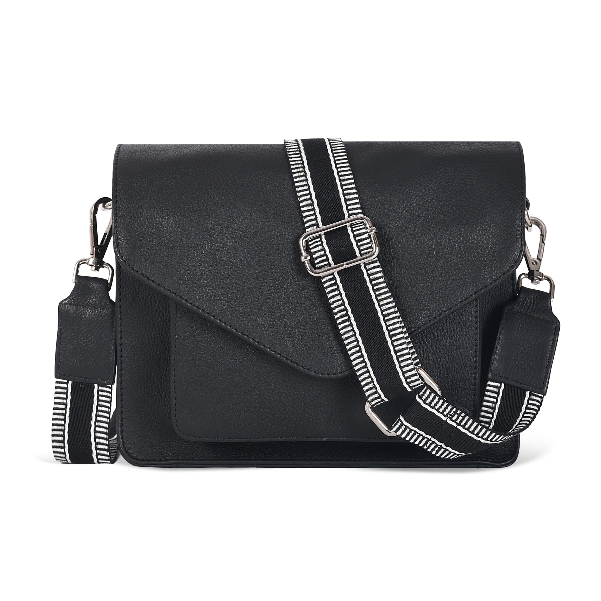 Leather Flapover Crossbody Handbag Purse for Women with Adjustable Strap & Overflap Snap Closure Tote/Bag