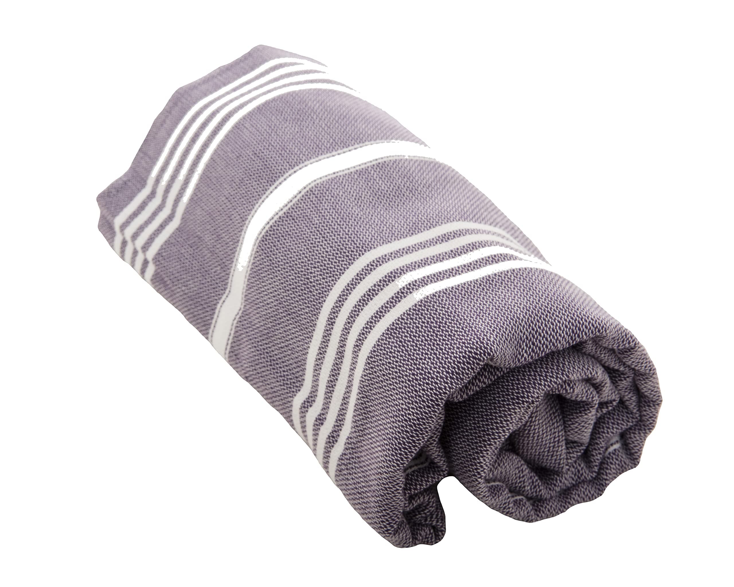 Marmaris Hammam Towel, Dark Purple/White Stripe