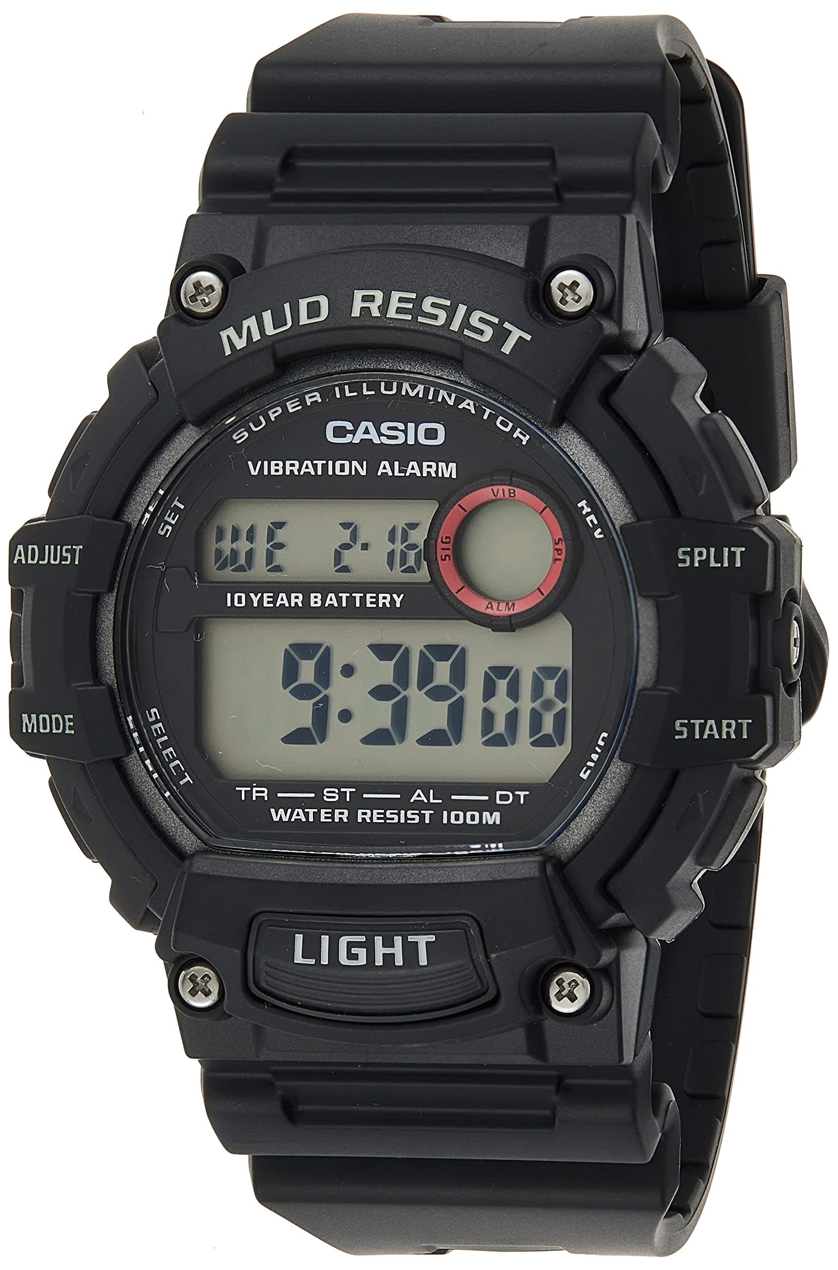 Casio Mud Resistant Stainless Steel Quartz Watch with Resin Strap, Black, 27.6 (Model: TRT-110H-1AVCF)