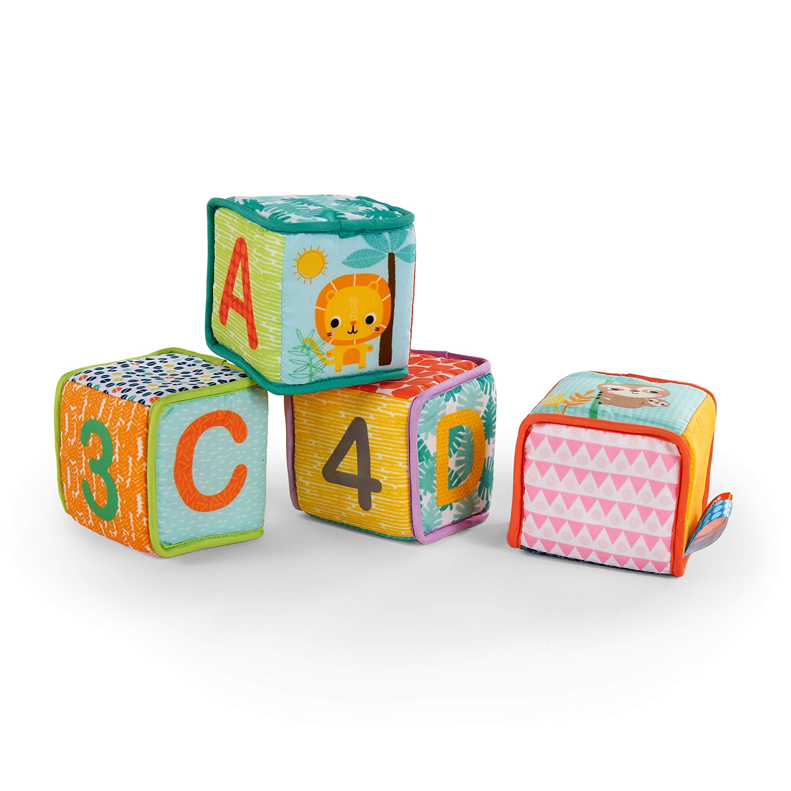 Bright Starts Grab and Stack Blocks, Black, 4 Count (Pack of 1)