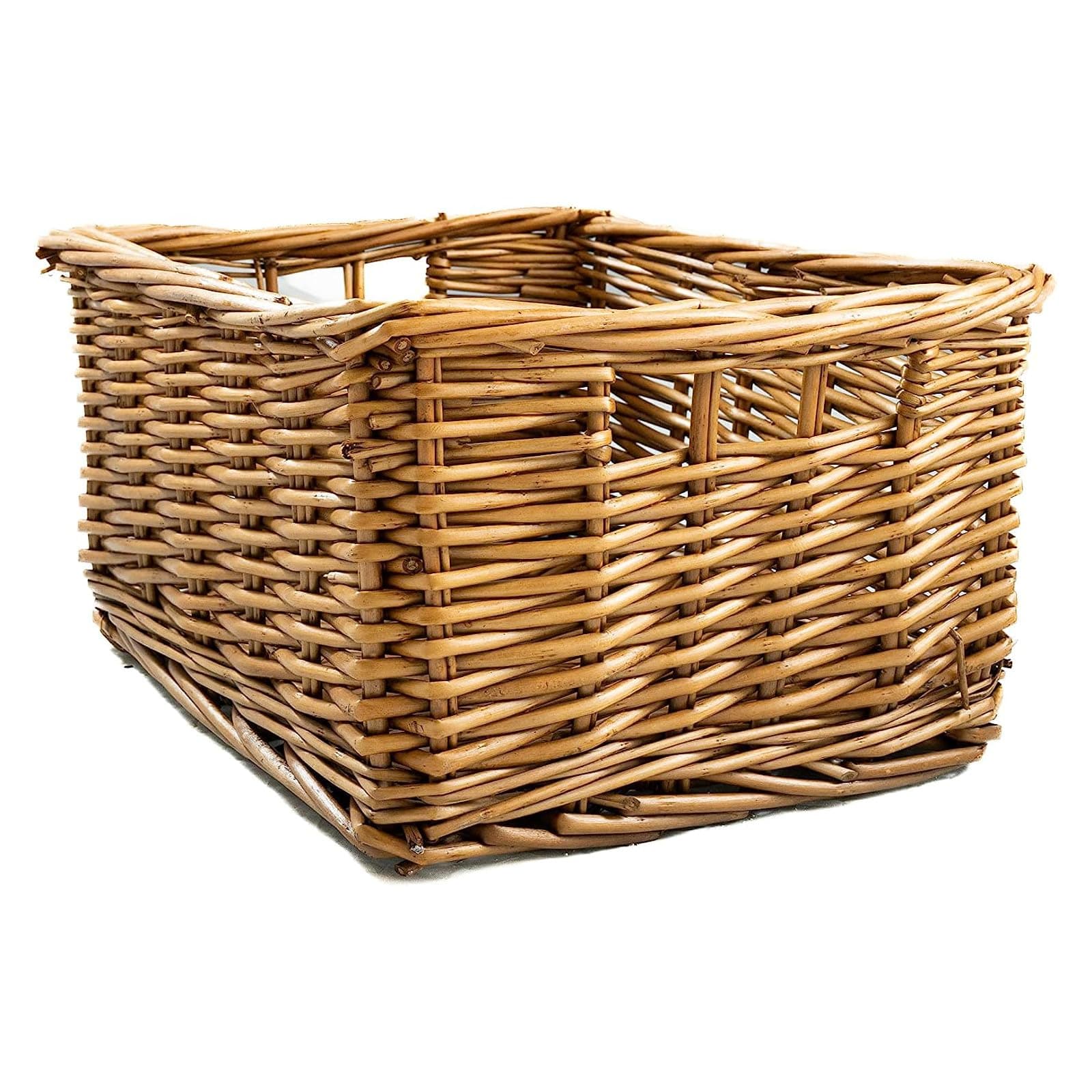 Arthur Cameron - Rectangular Wicker Storage Basket with Handles - 29 x 25 x 15 cm - Small Wicker Basket, Bathroom Storage Organiser, Bedroom Storage (Natural)