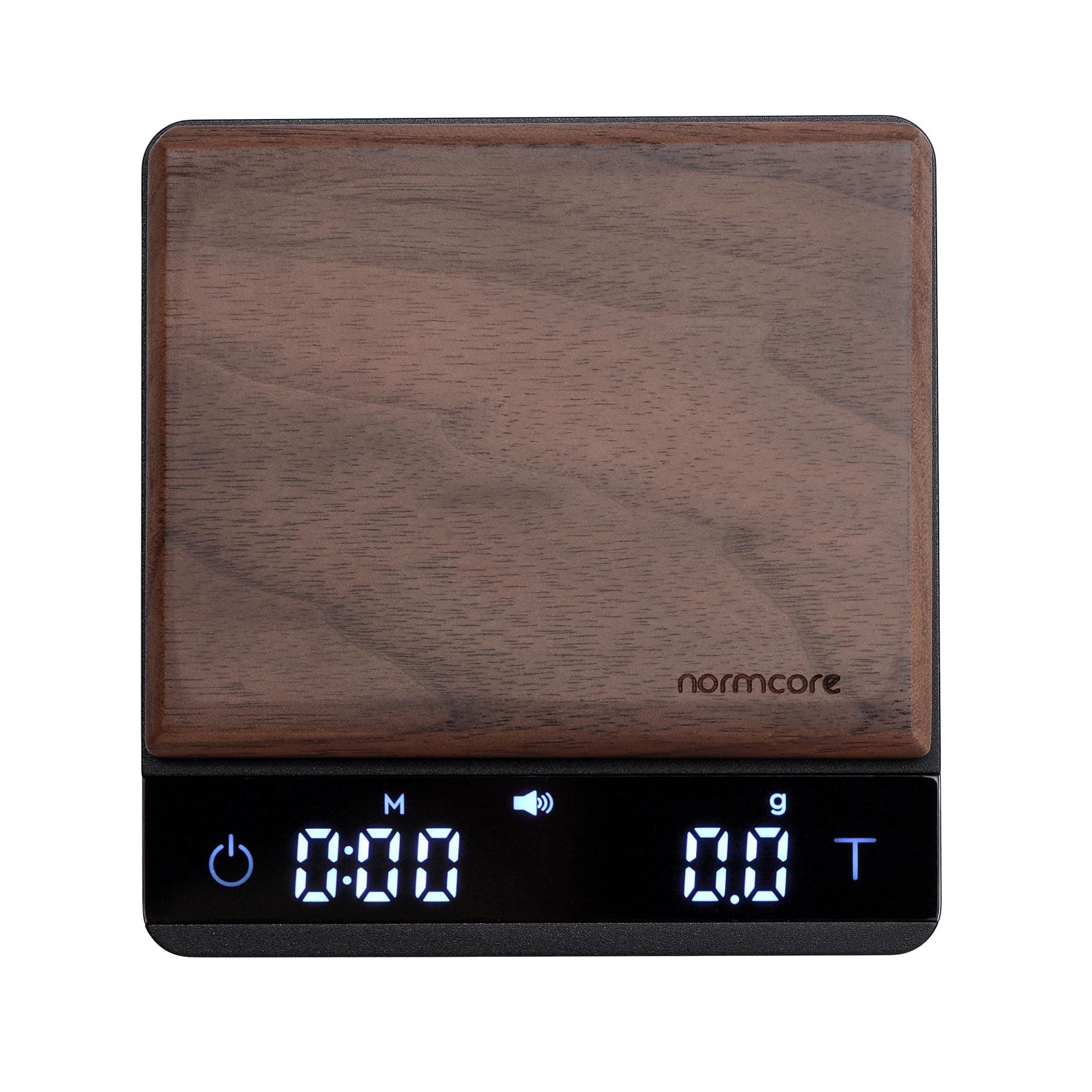 Normcore Pocket Coffee Scale Espresso Scale with Timer Drip Coffee Scale 2000g/0.1g Barista Scale with Anodized Aluminum Body with Backlight LCD Display American Walnut Wood Cover