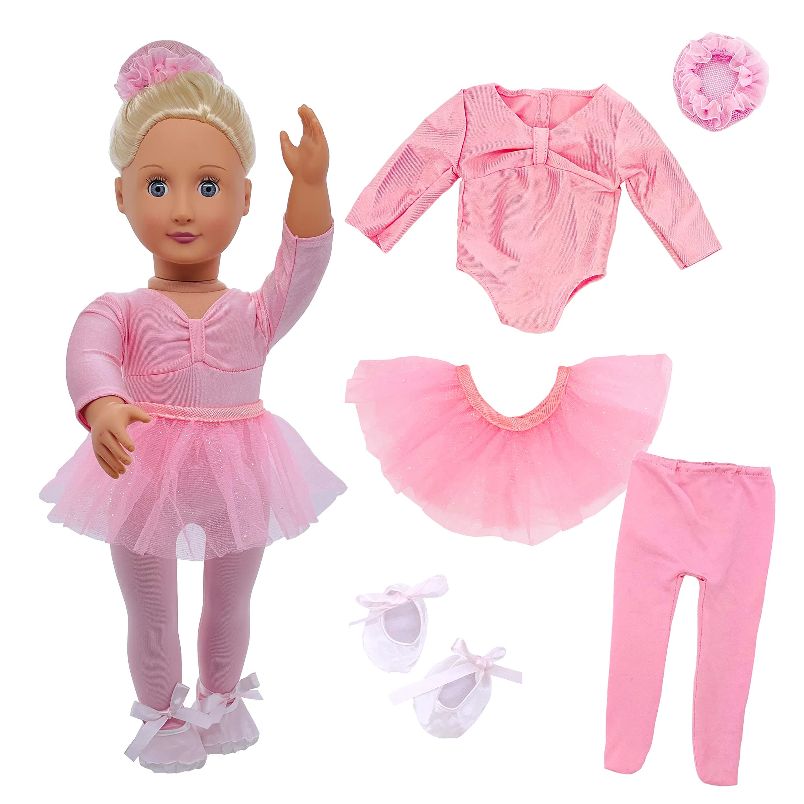 18" Doll Clothes Ballet Ballerina Outfits 5pcs Dance Dress for American OG18 Inch Doll Accessories Sets Girl Doll Clothes Gifts