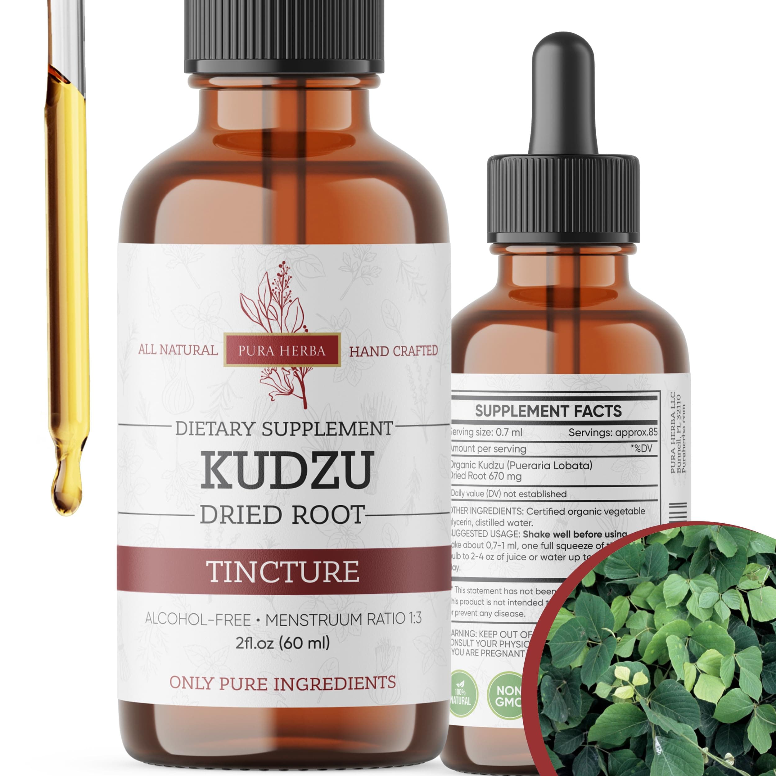 Organic Kudzu Root Extract – Alcohol-Free, Vegan Supplement for Alcohol Support – 2 Fl Oz – Non-GMO, Made in USA