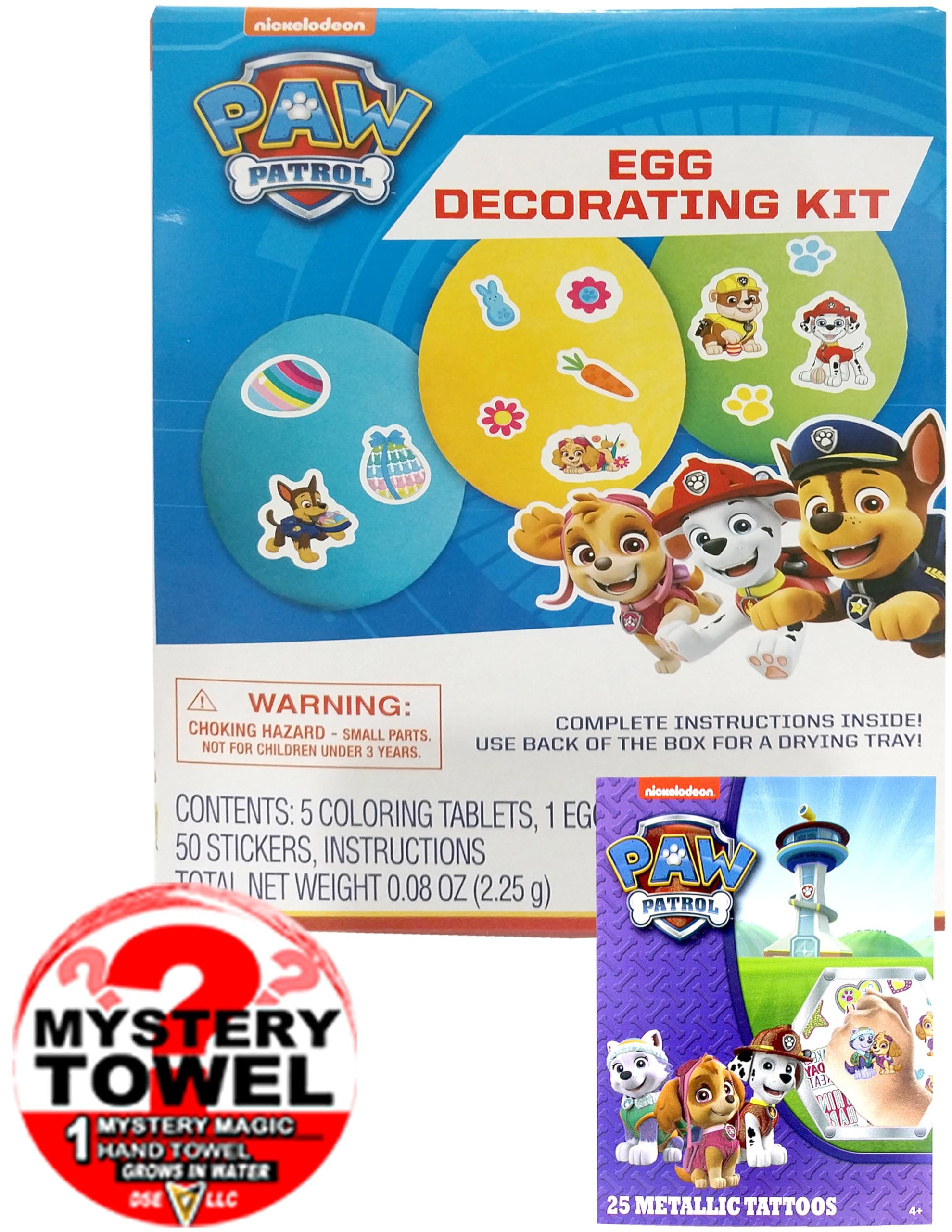Limited Edition Paw Patrol 3pc Easter Egg Coloring Kit with DSE Bonus Mystery Towel for Kids