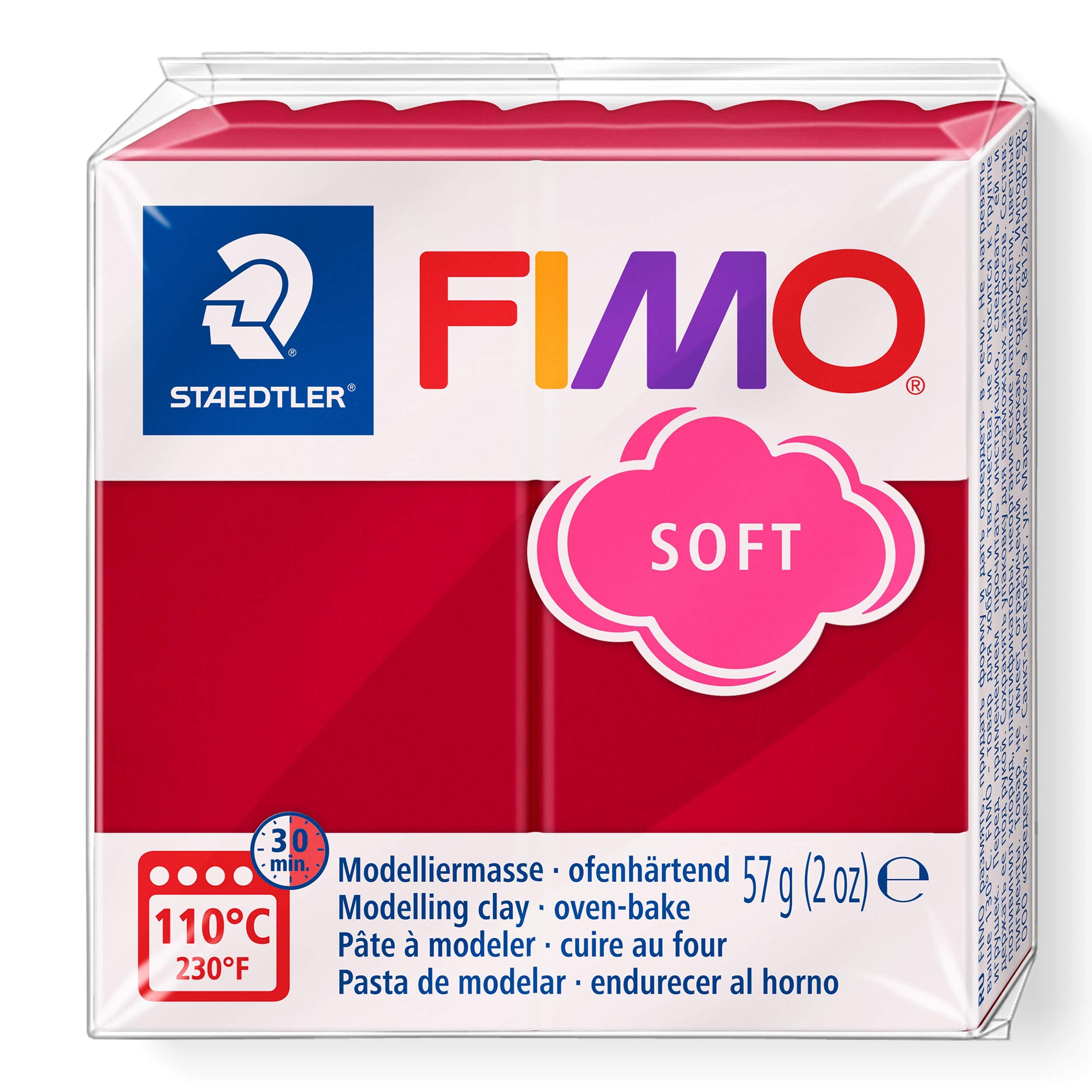 Staedtler FIMO Soft Polymer Clay - -Oven Bake Clay for Jewelry, Sculpting, Crafting, Cherry Red 8020-26, 57 g