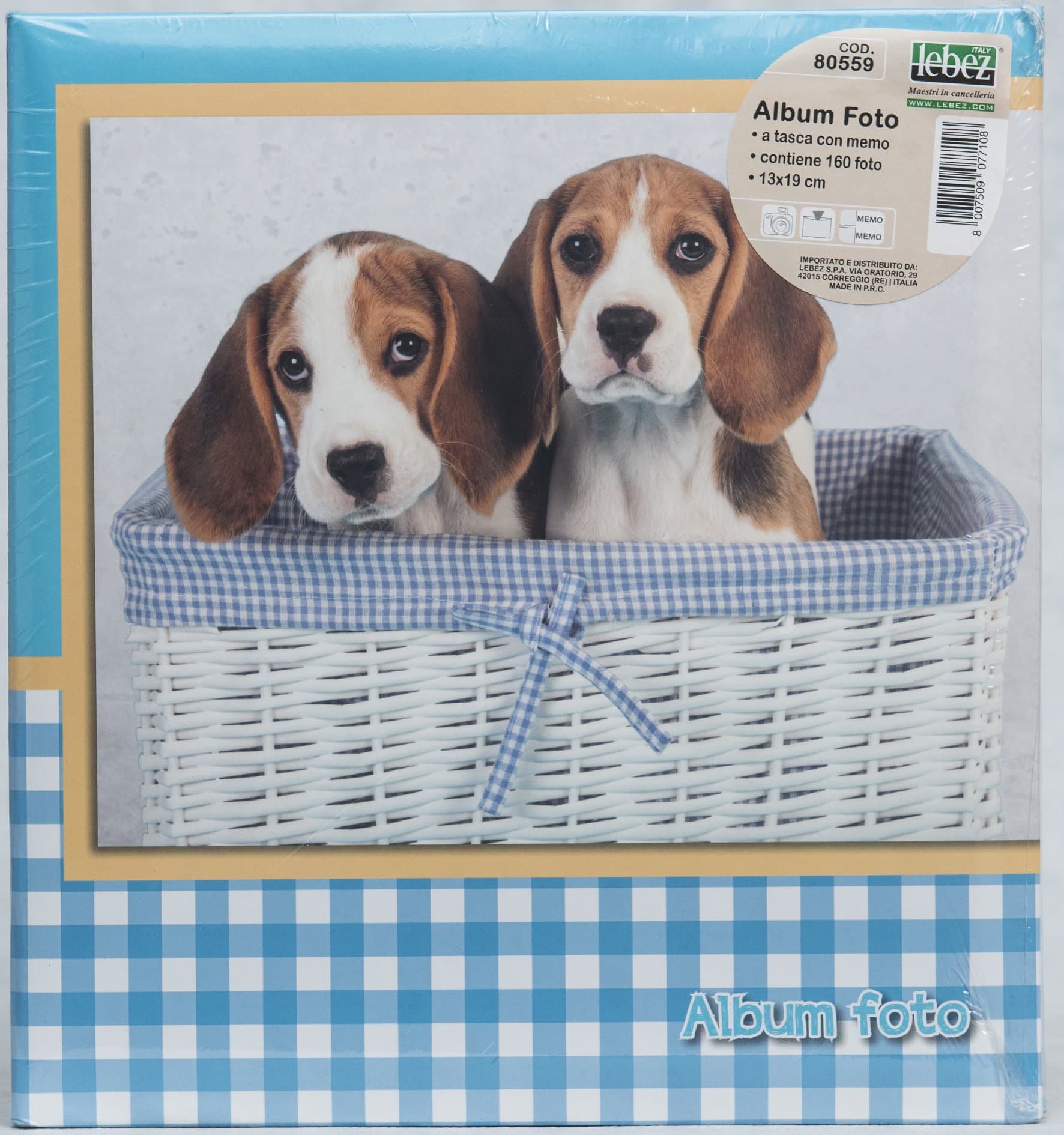 Lebez Puppies Photo Album 160 Photos 13 x 19 with Memo in 3 different models sky blue