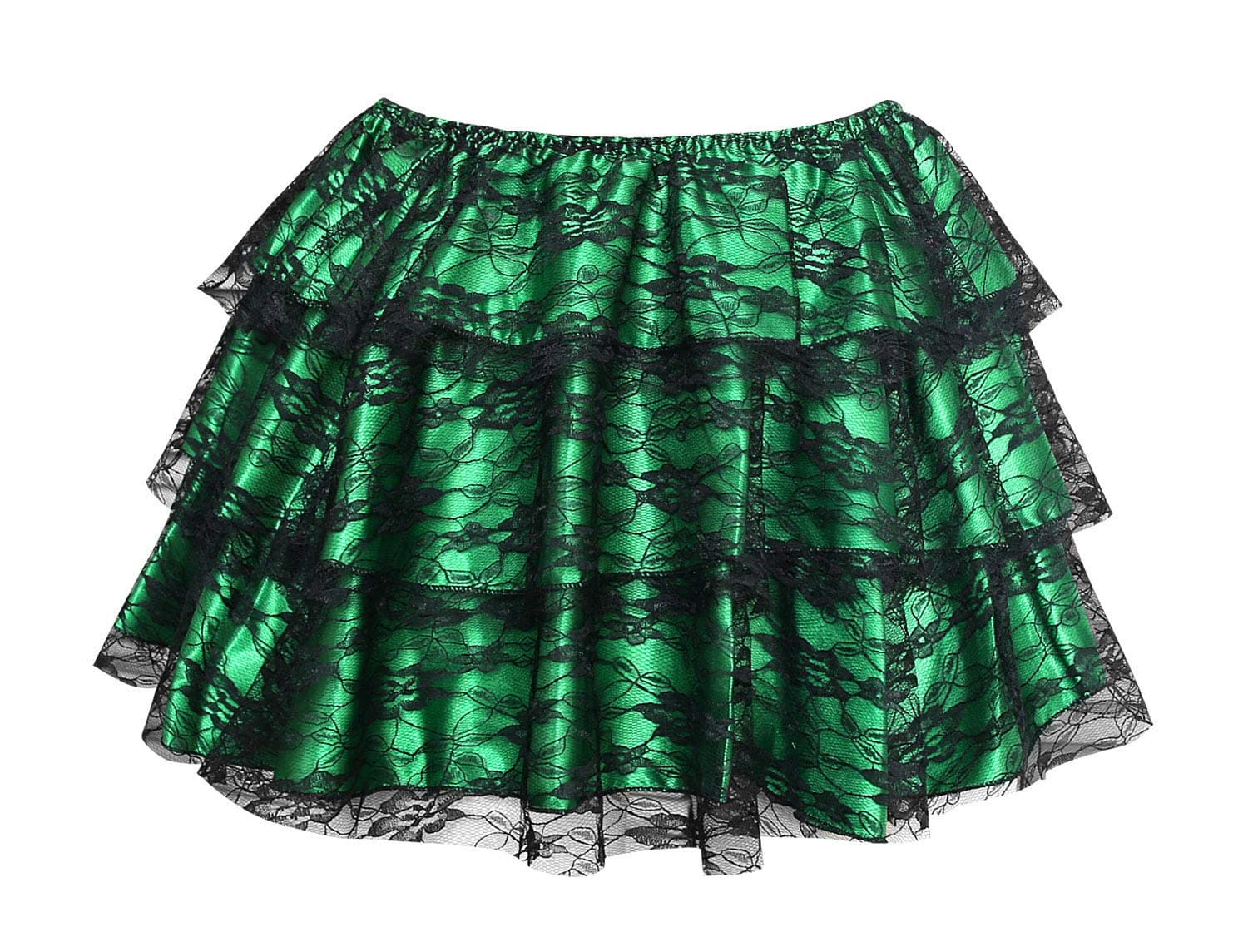 KILLREALDarkLure Women's Vintage Ruffle Lace Satin Tutu Skirt Dancing Petticoat Size Small Green