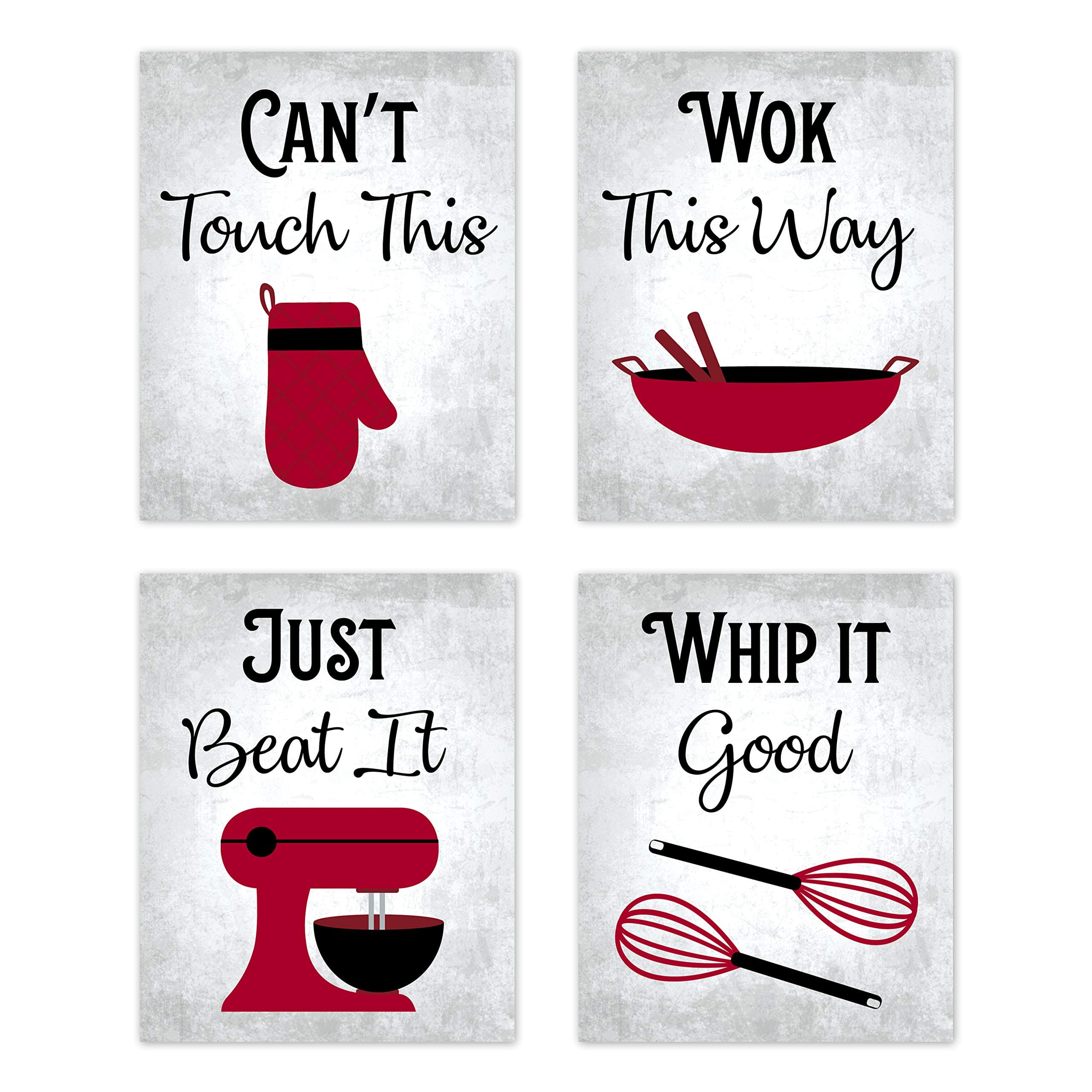 80s Music Songs Retro Vintage Inspirational Kitchen Wall Art Dining Room Cafe and Restaurant Decor Red Black Gray and White Baking Prints Posters Signs Sets Retro Home Decorations Funny Sayings