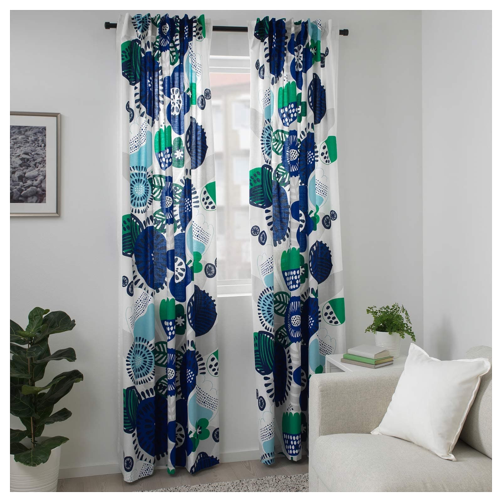 Ikea Irmelin Curtains 1 Pair White Multicolor 404.251.67 Size 57x98