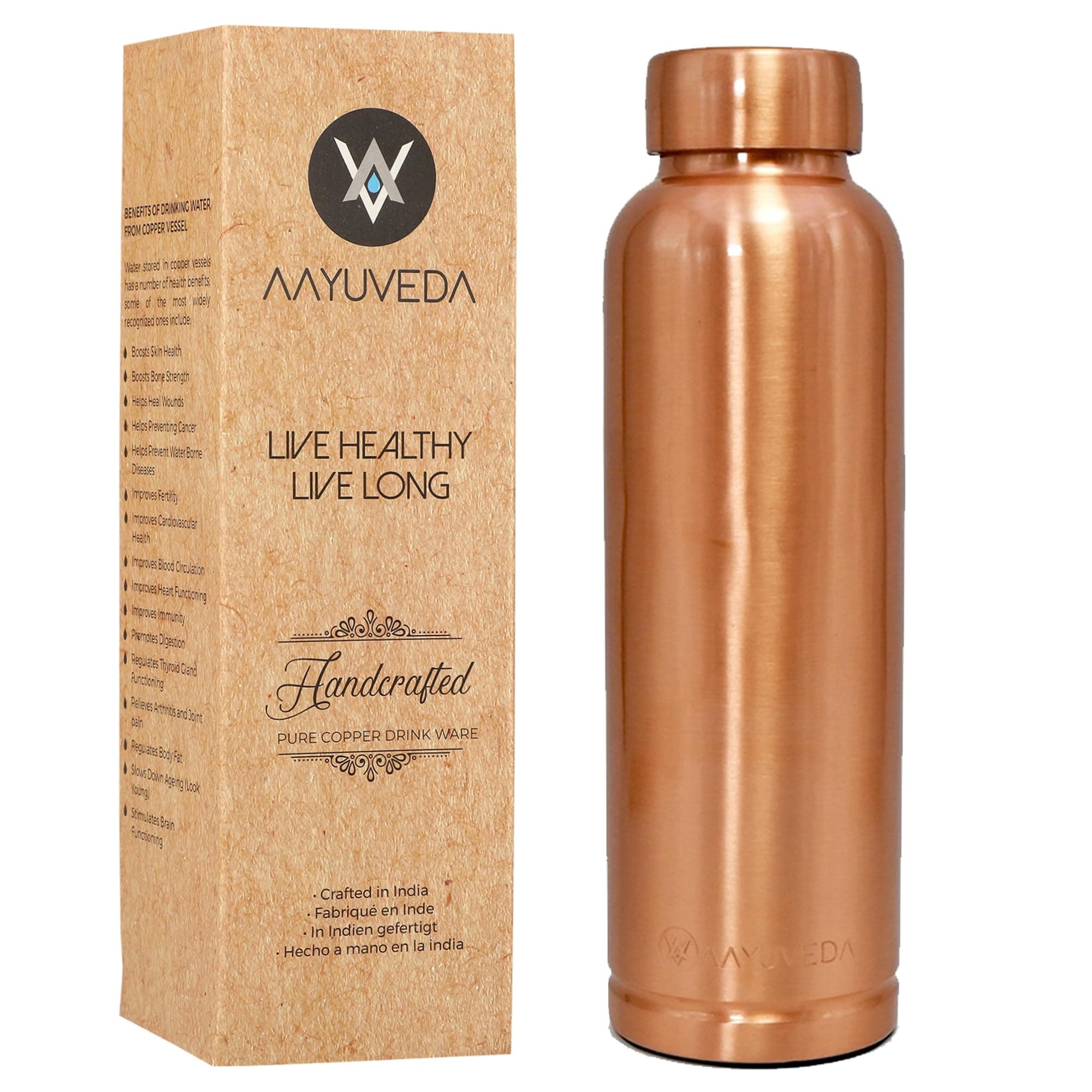 Premium and Pure Copper Water Bottle, 1 Litre