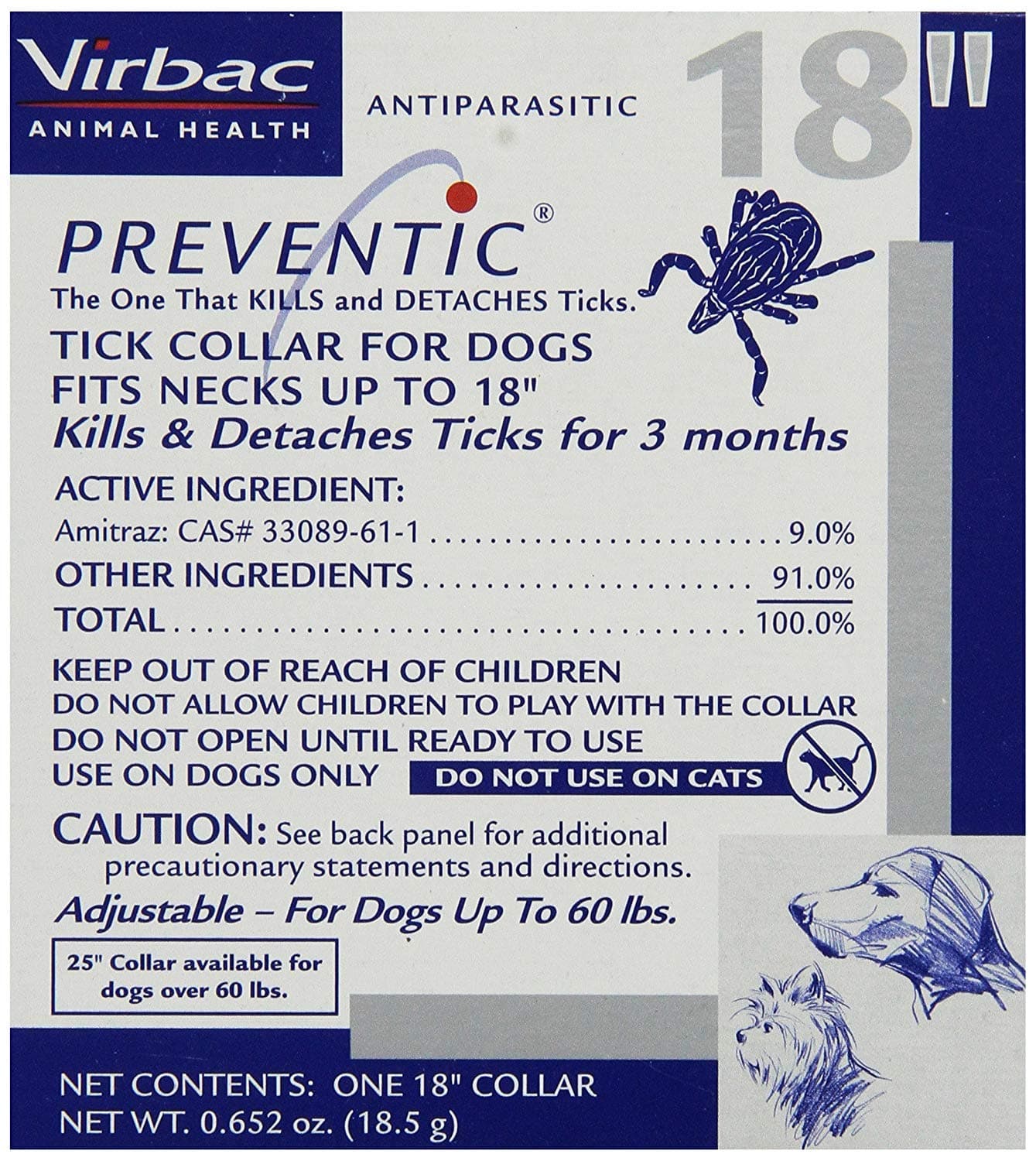 Virbac Preventic Tick Collar, Small/Medium Dog, 18", Single Collar