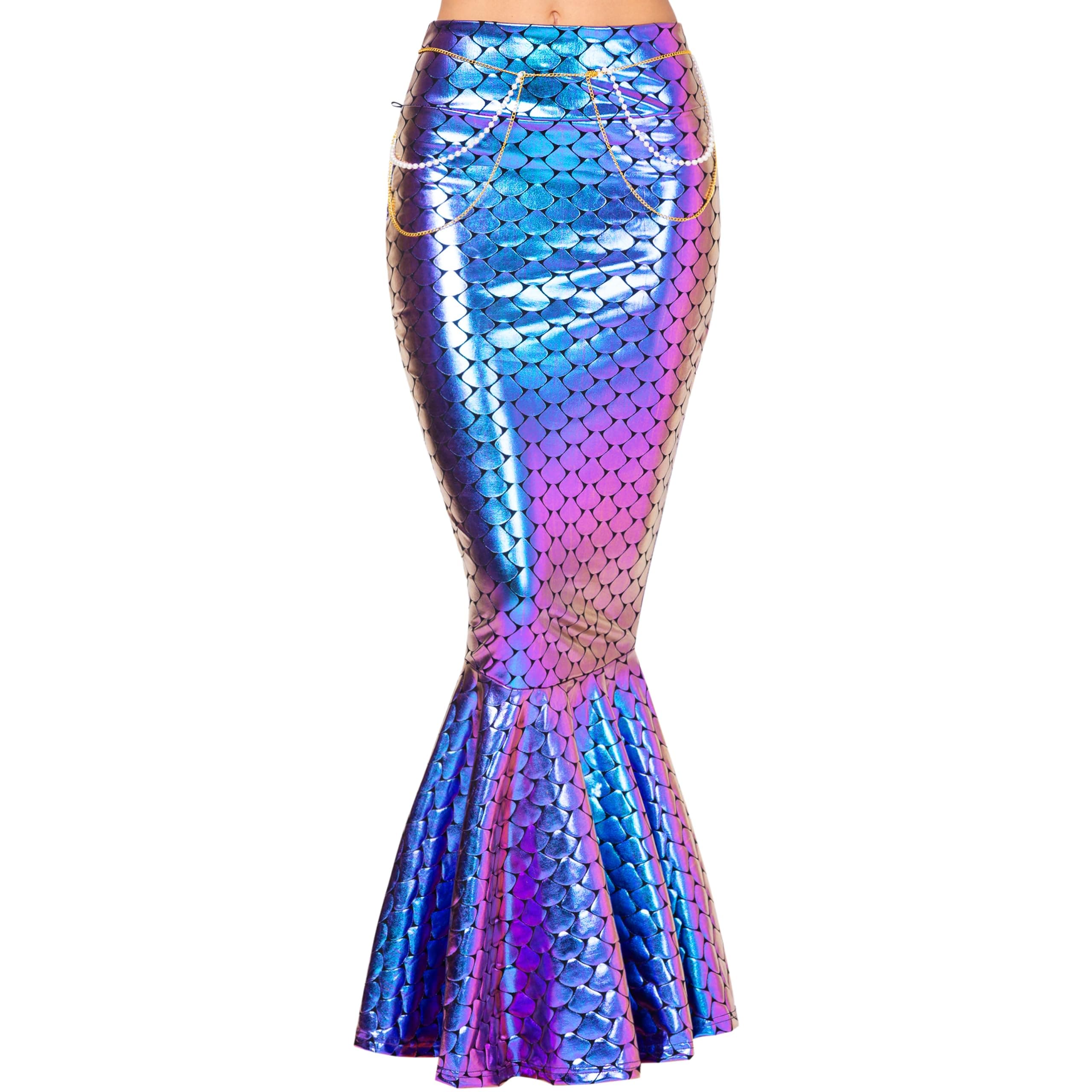 Adult Metallic Hologram Shiny Mermaid Skirt Costume Role Play for Halloween Costumes Party Events