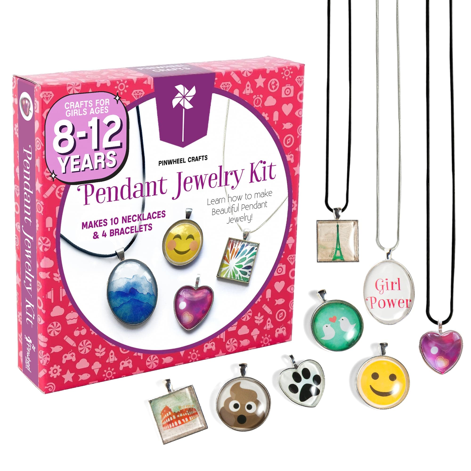 Pendant Jewelry Making Kit for Girls 8-12+ Years, Necklace and Bracelet Making Kit for Kids – Single Craft to Create Multiple Necklace & Bracelet for Teens with 200 Designs