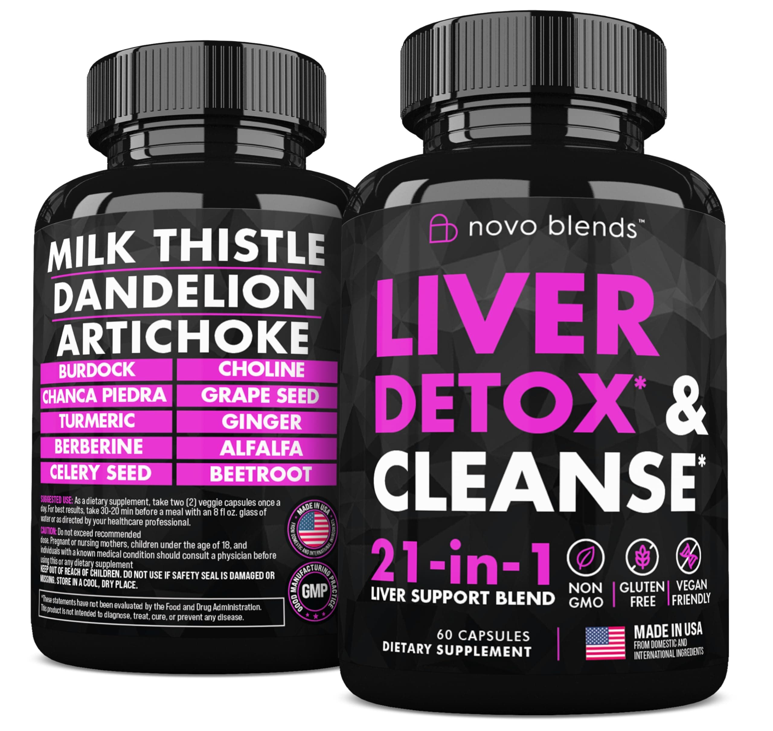 Liver Cleanse Detox & Repair Support - Herbal Liver Support Supplement, Milk Thistle Liver Detox Formula with Dandelion Root, Artichoke Extract, Choline Liver Health Formula - 60 Capsules