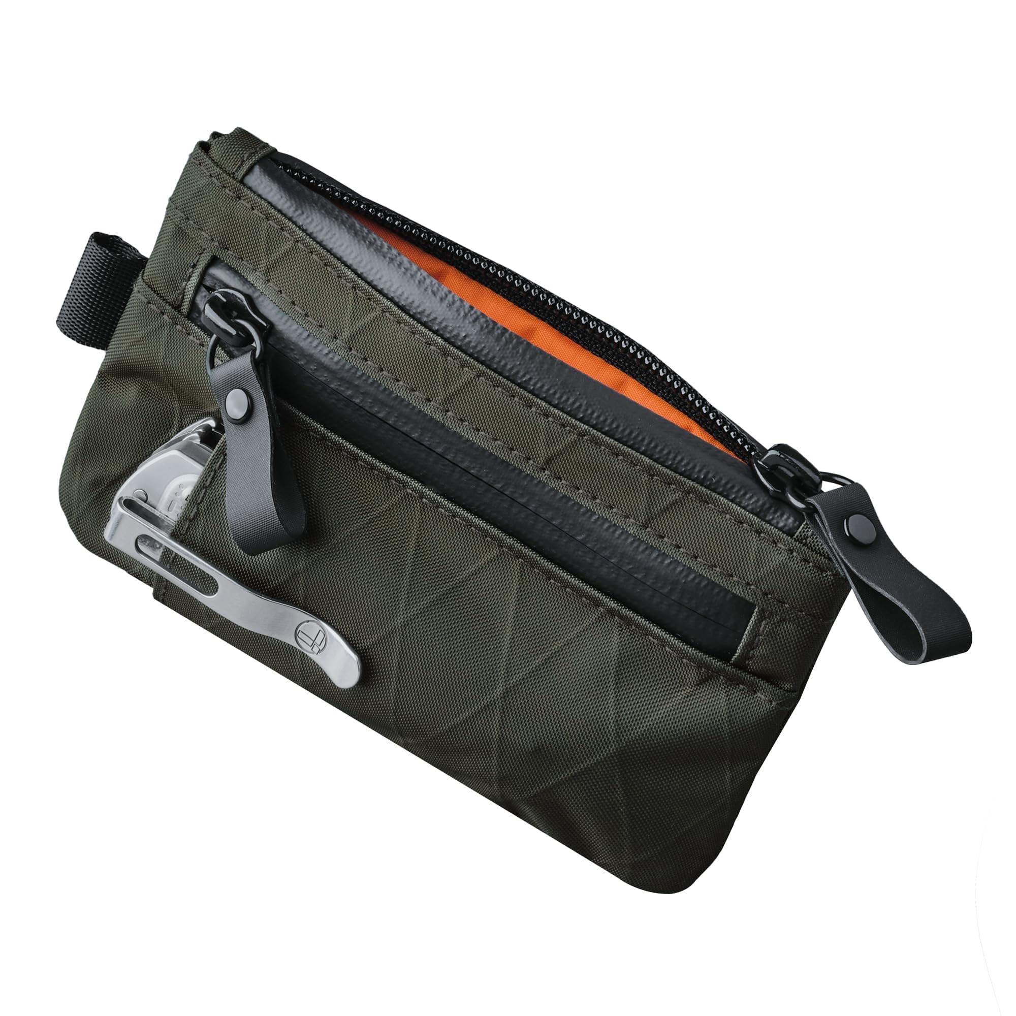 Zip Pouch Pro Dark Green X-Pac VX21 - Minimalist Zipper Wallet - Small Pouch - RFID Blocking Material - Three Multi-Tool Slots - Holds 4-12 Cards - Weather Resistant - HUB Keychain Compatible